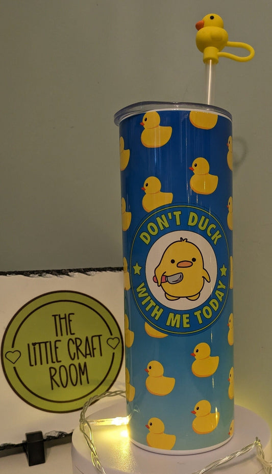 Quack up your drinkware collection! Funny meme skinny tumbler, guaranteed laughs straw topper available