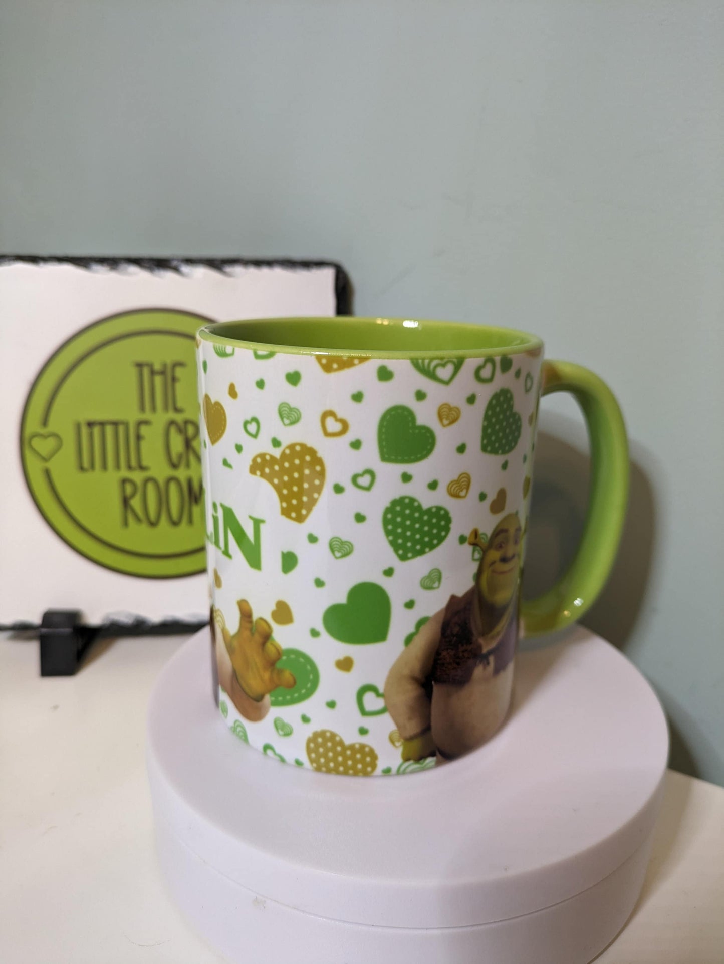 Personalised green love heart Shrek Ogre funny meme gift