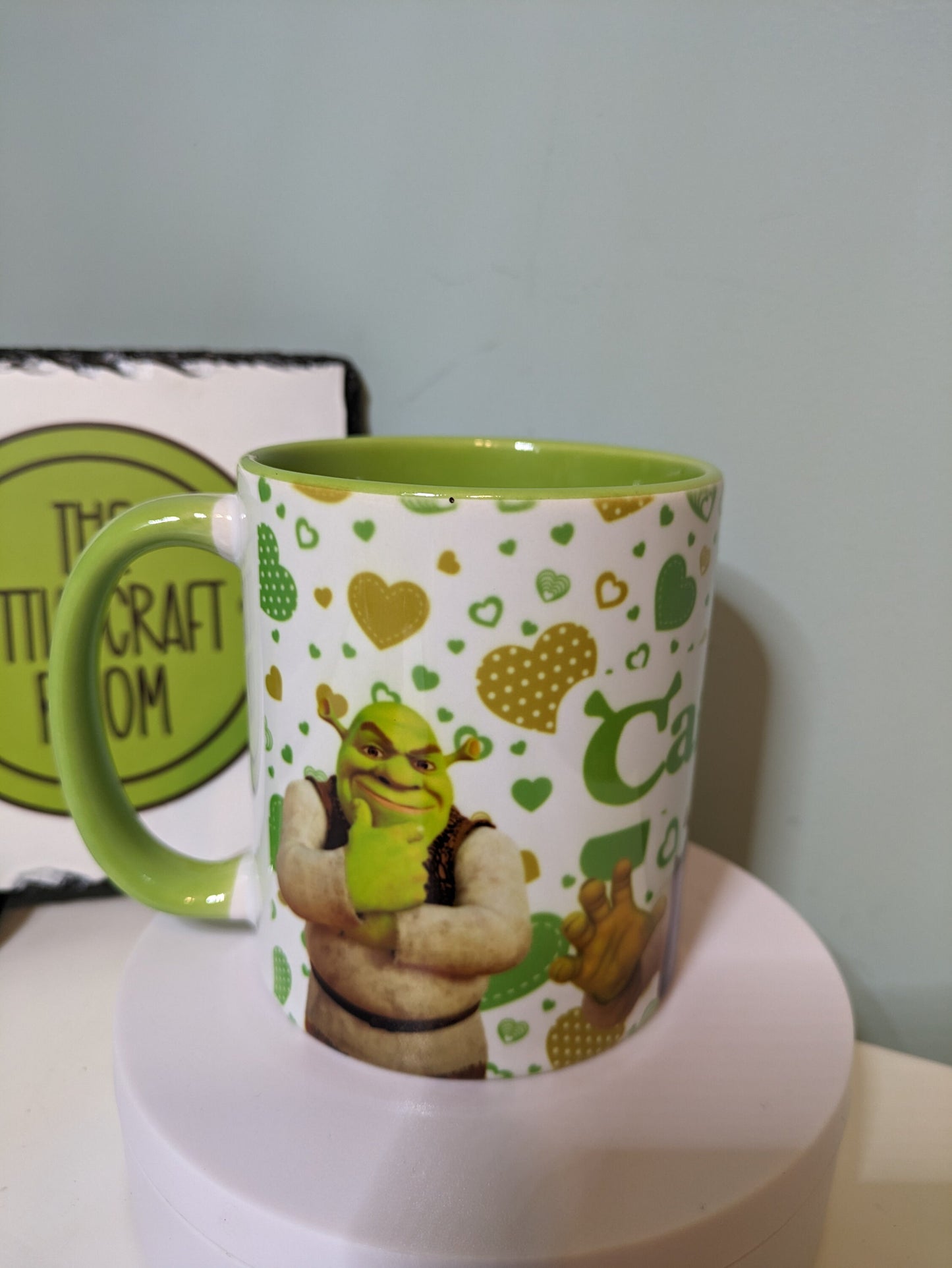 Personalised green love heart Shrek Ogre funny meme gift