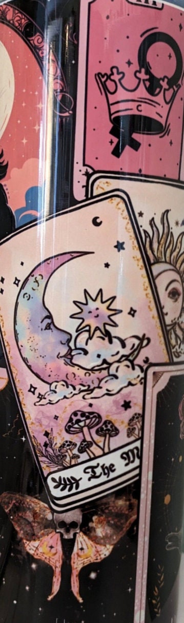 Purrfectly devine - Tarot card cat skinny tumbler gift - Mystic kitty on the go!