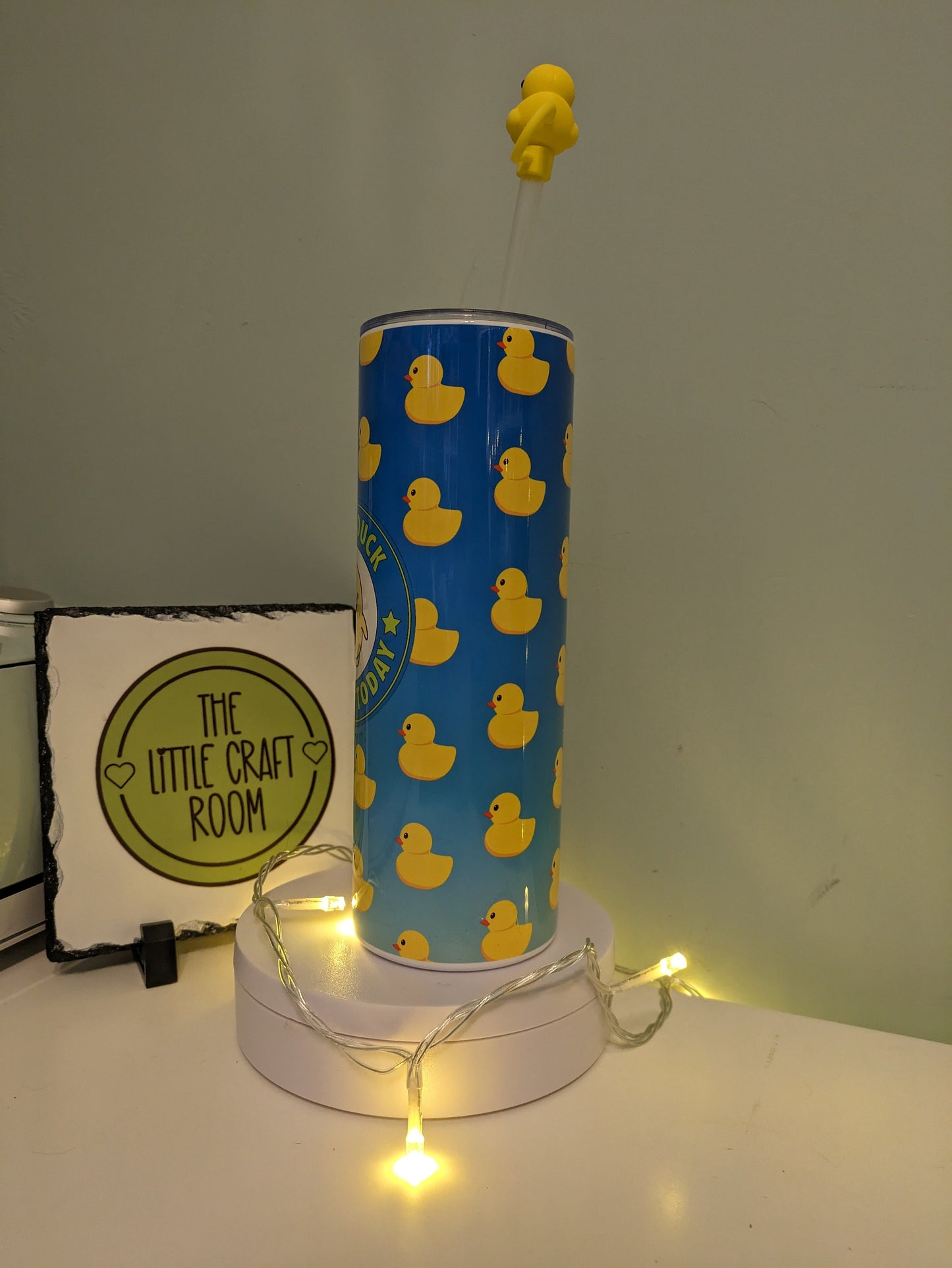 Quack up your drinkware collection! Funny meme skinny tumbler, guaranteed laughs straw topper available