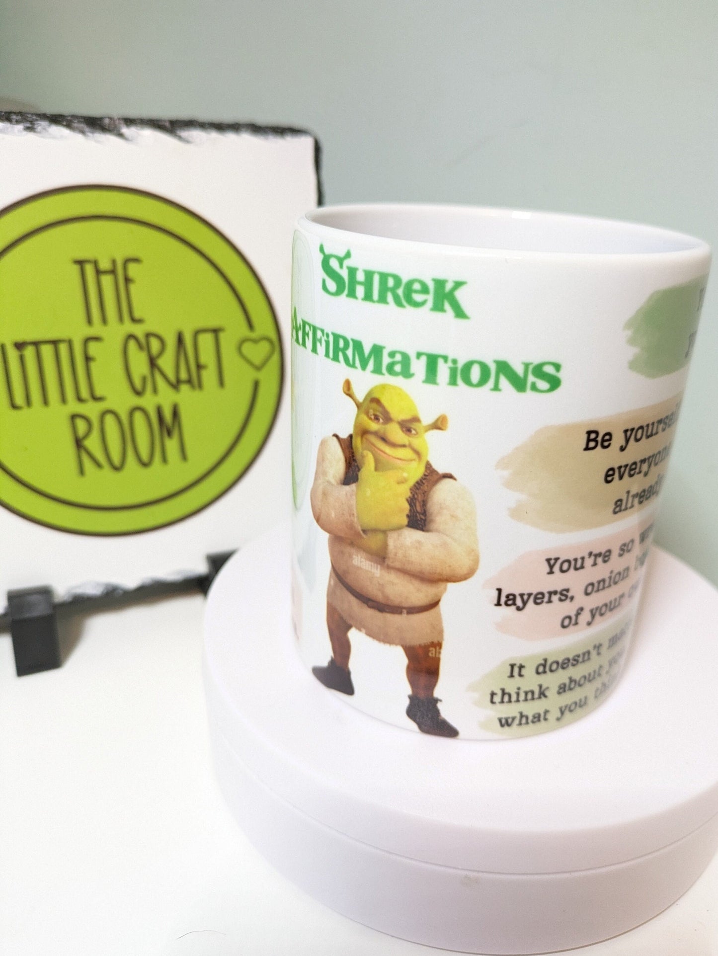 Shrek affirmations mug