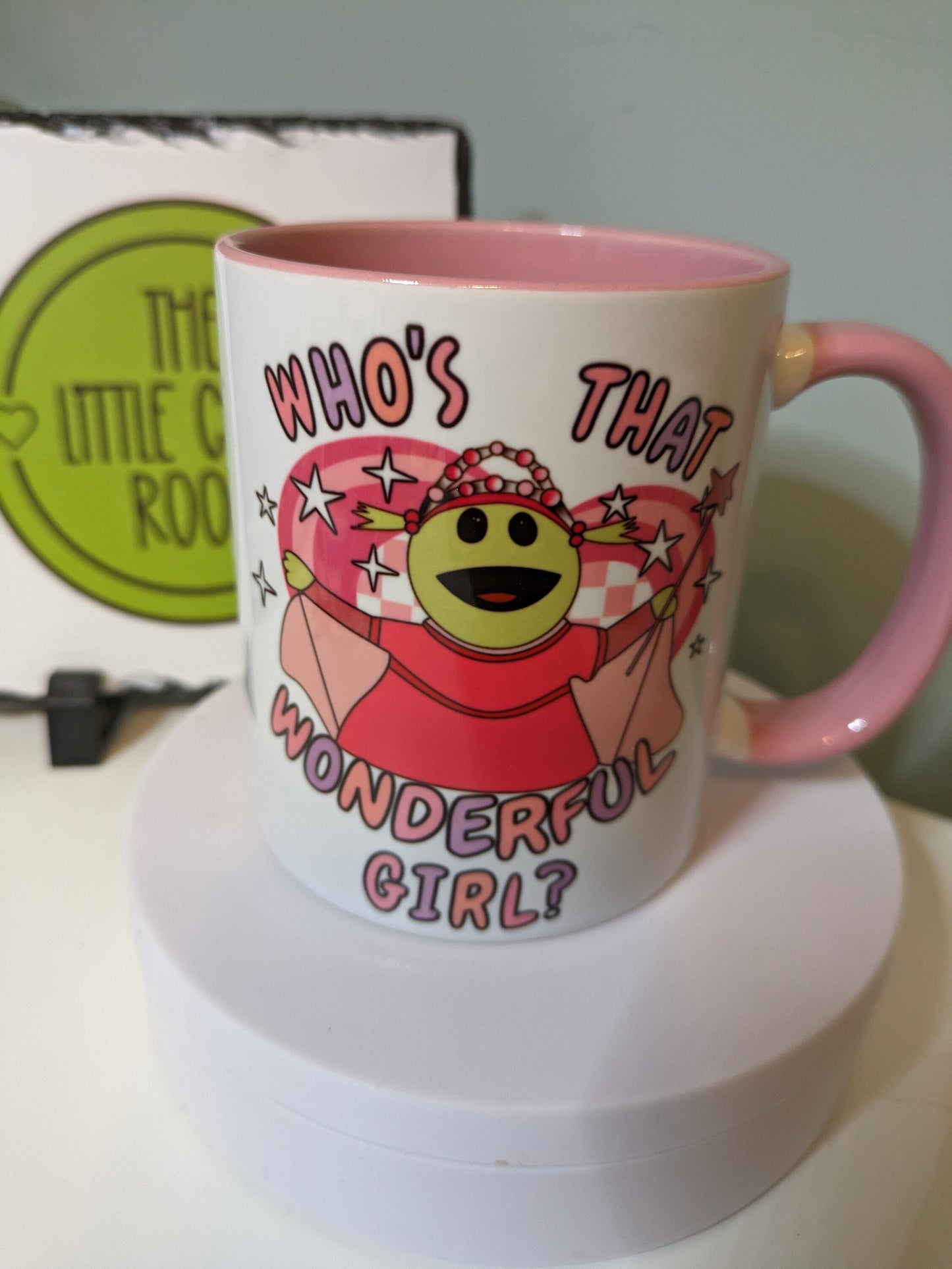Nanalan. Mona. Who's that wonderful girl. Pink mug. Funny meme mug. Best friend gift.