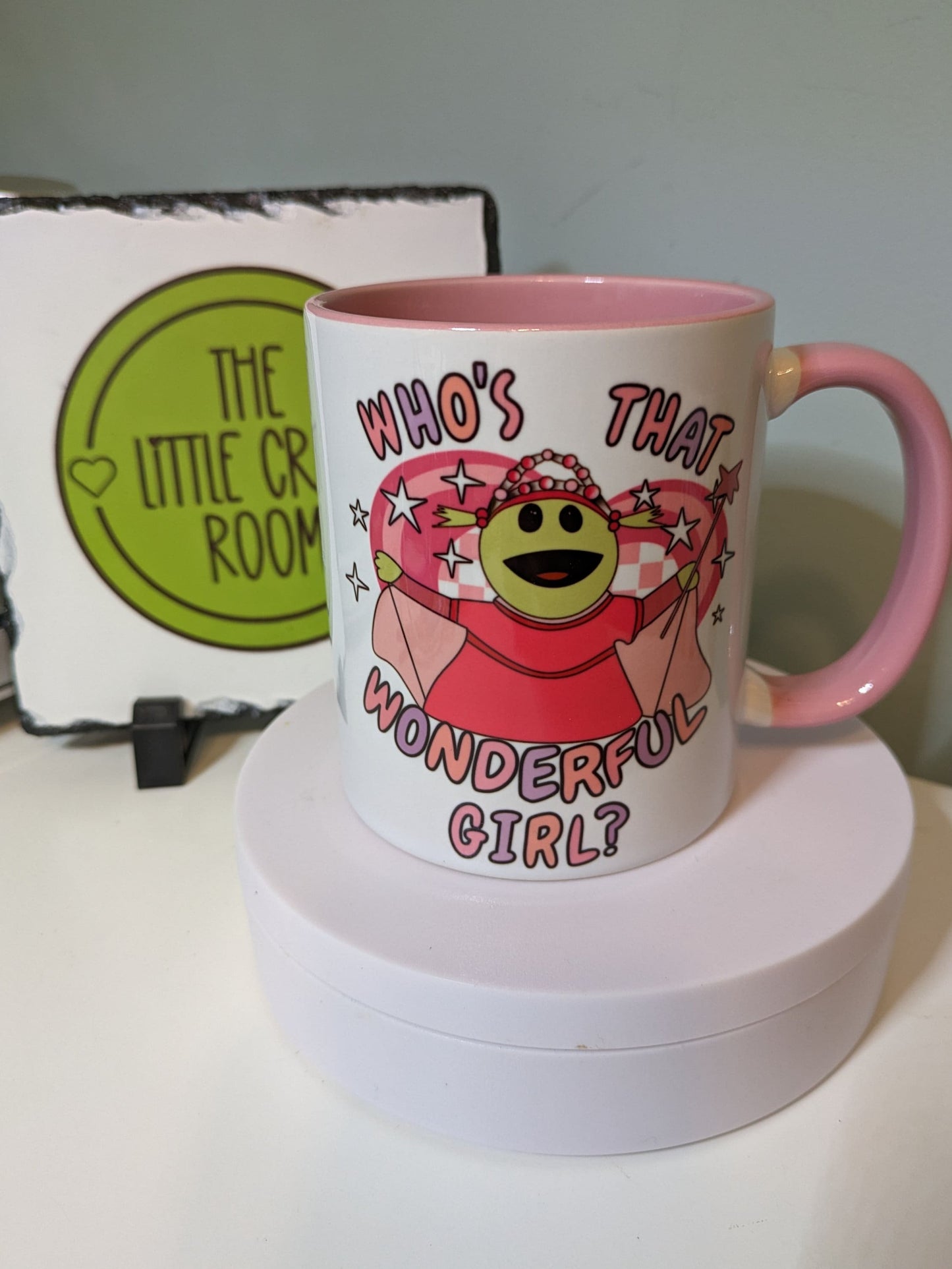 Nanalan. Mona. Who's that wonderful girl. Pink mug. Funny meme mug. Best friend gift.