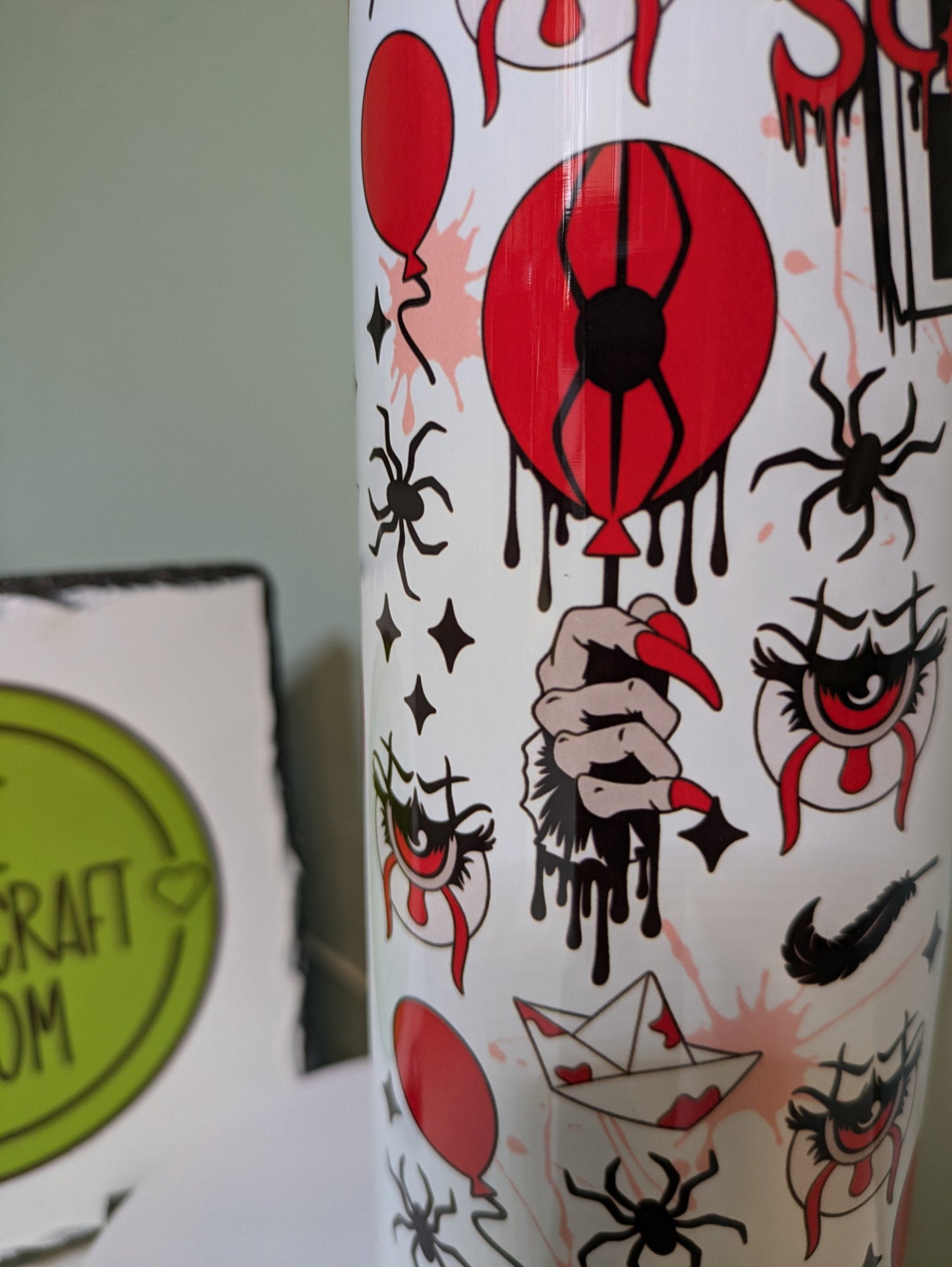 Halloween tumbler. Horror lover. Gothic gift. 20oz skinny tumbler. Coffee cup.