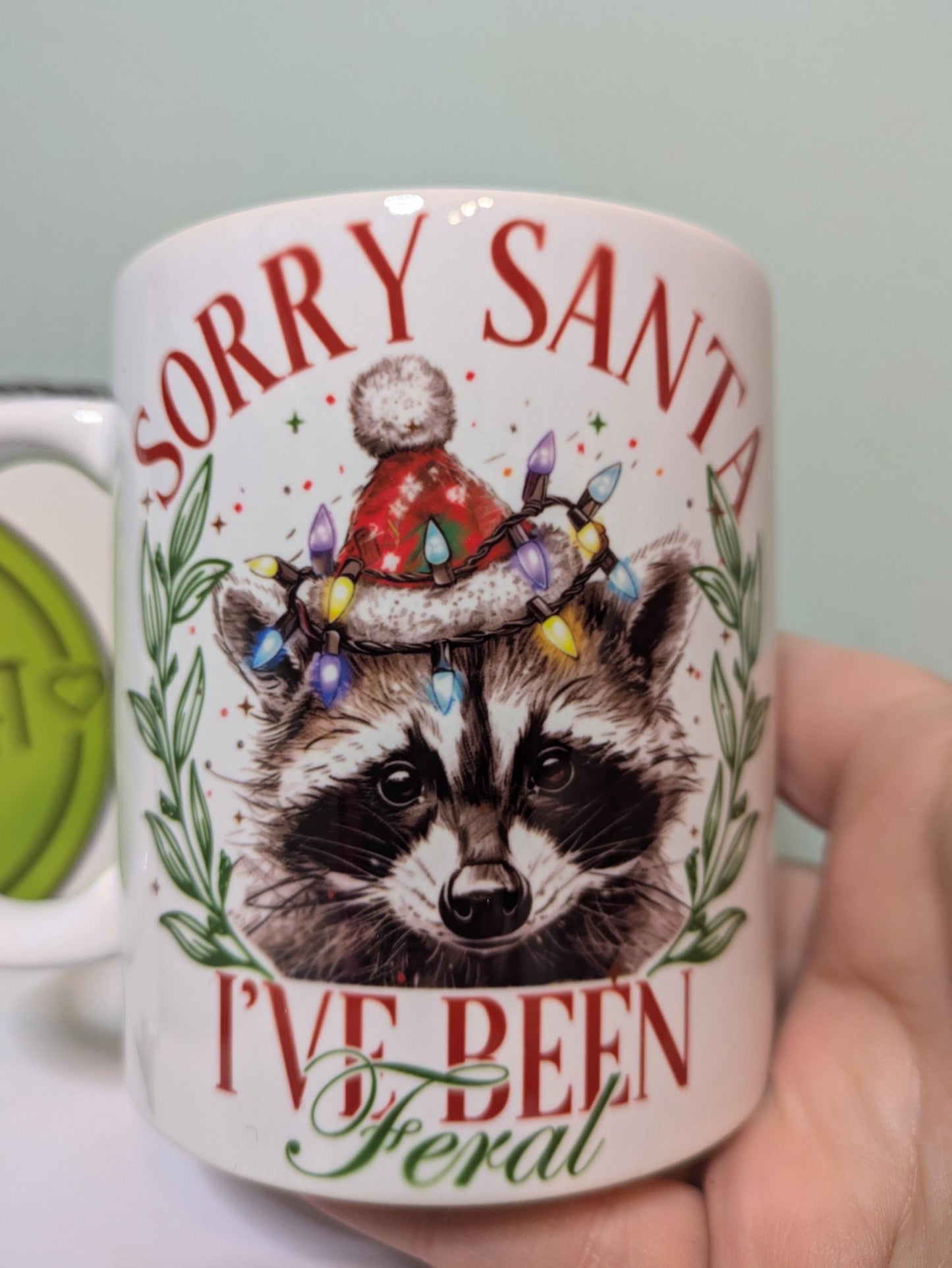 Sorry Santa I've been feral racoon mug