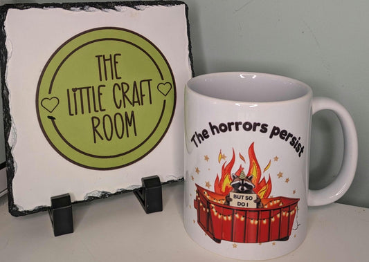 Funny meme mug. Raccoon fan. Trash. The horror. Office gift. Mother's day. Best friend gift. Tea lover. English rose. Coffee mug.