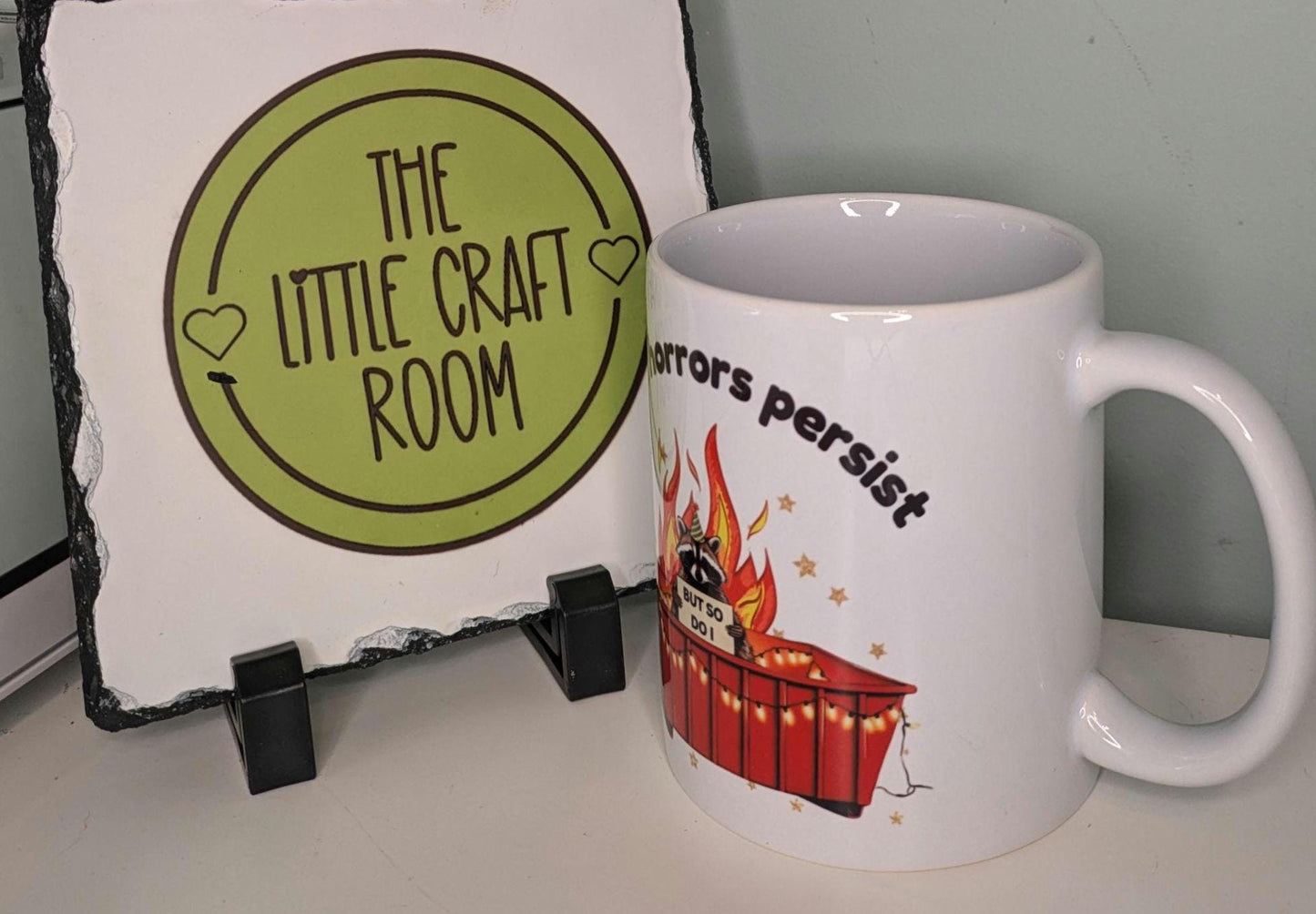 Funny meme mug. Raccoon fan. Trash. The horror. Office gift. Mother's day. Best friend gift. Tea lover. English rose. Coffee mug.