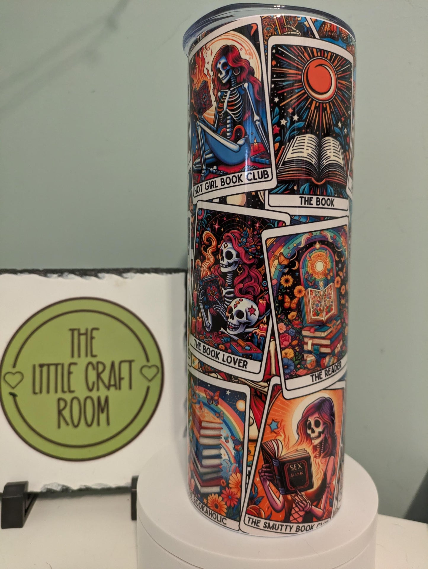 Book Lover Tarot Card Tumbler: 20oz Stainless Steel Coffee Cup