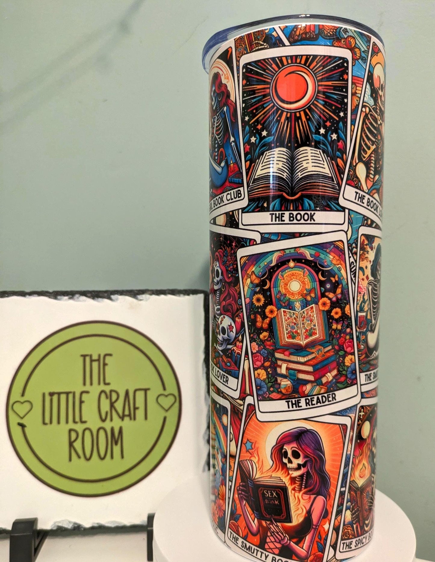 Book Lover Tarot Card Tumbler: 20oz Stainless Steel Coffee Cup