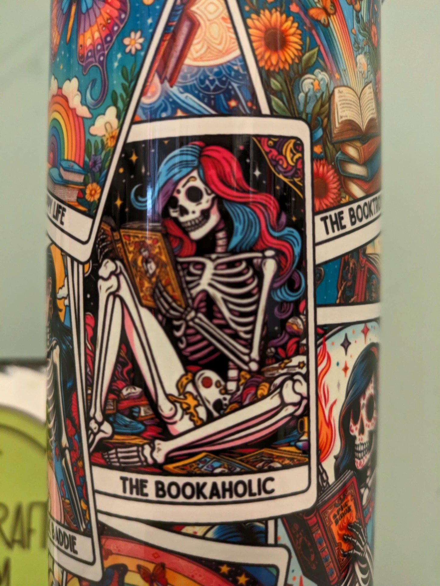 Book Lover Tarot Card Tumbler: 20oz Stainless Steel Coffee Cup