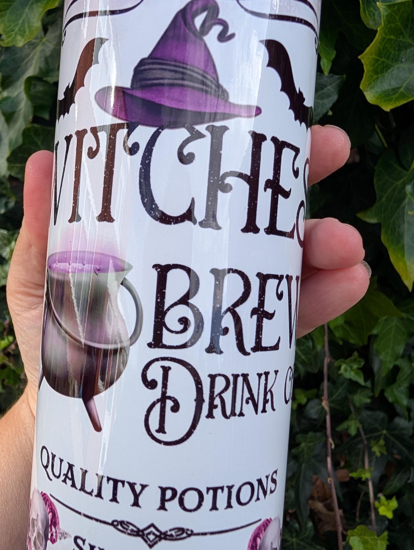 Witches Brew Tumbler: Gothic Stainless Steel Travel Mug with Straw