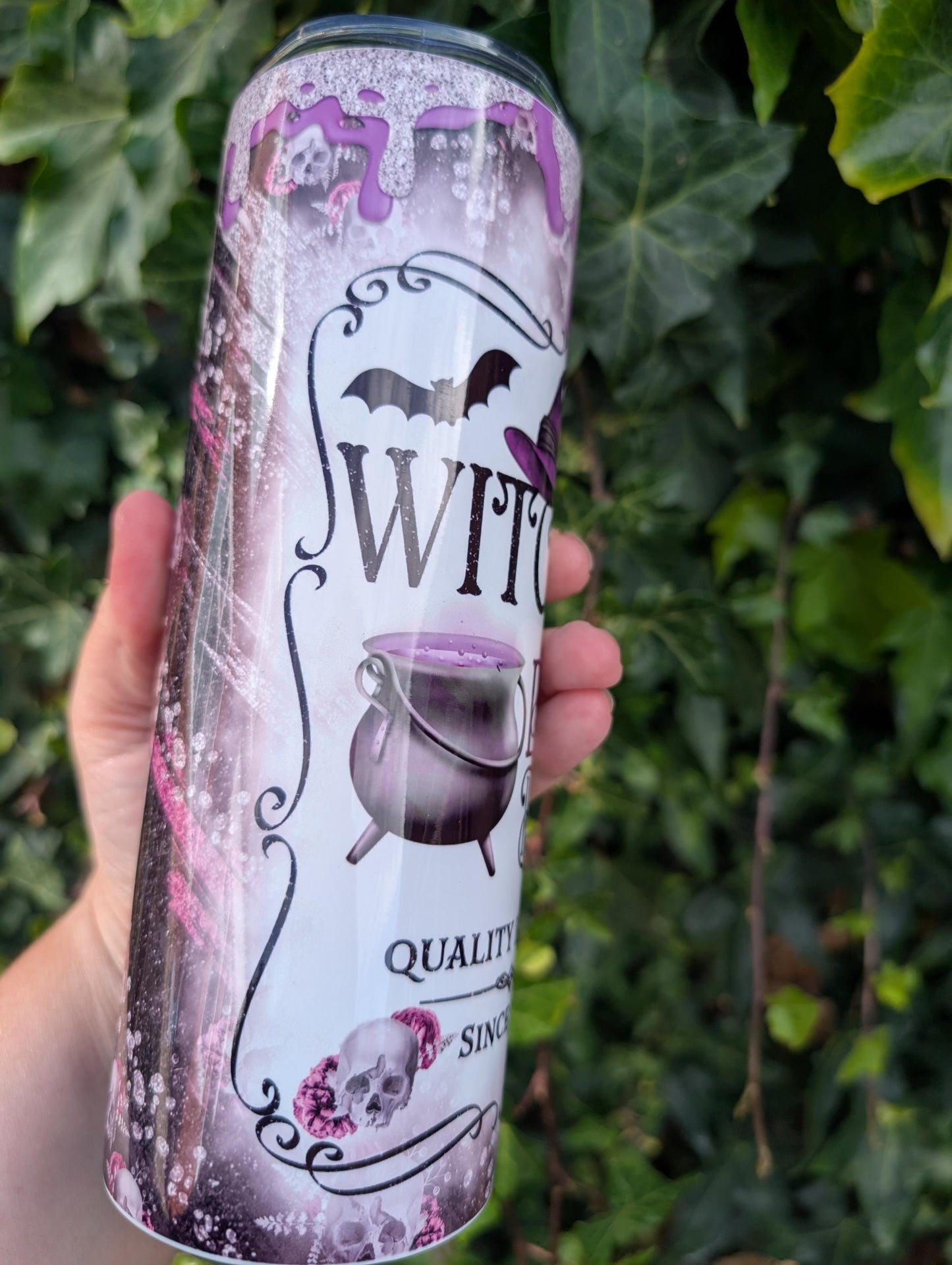Witches Brew Tumbler: Gothic Stainless Steel Travel Mug with Straw