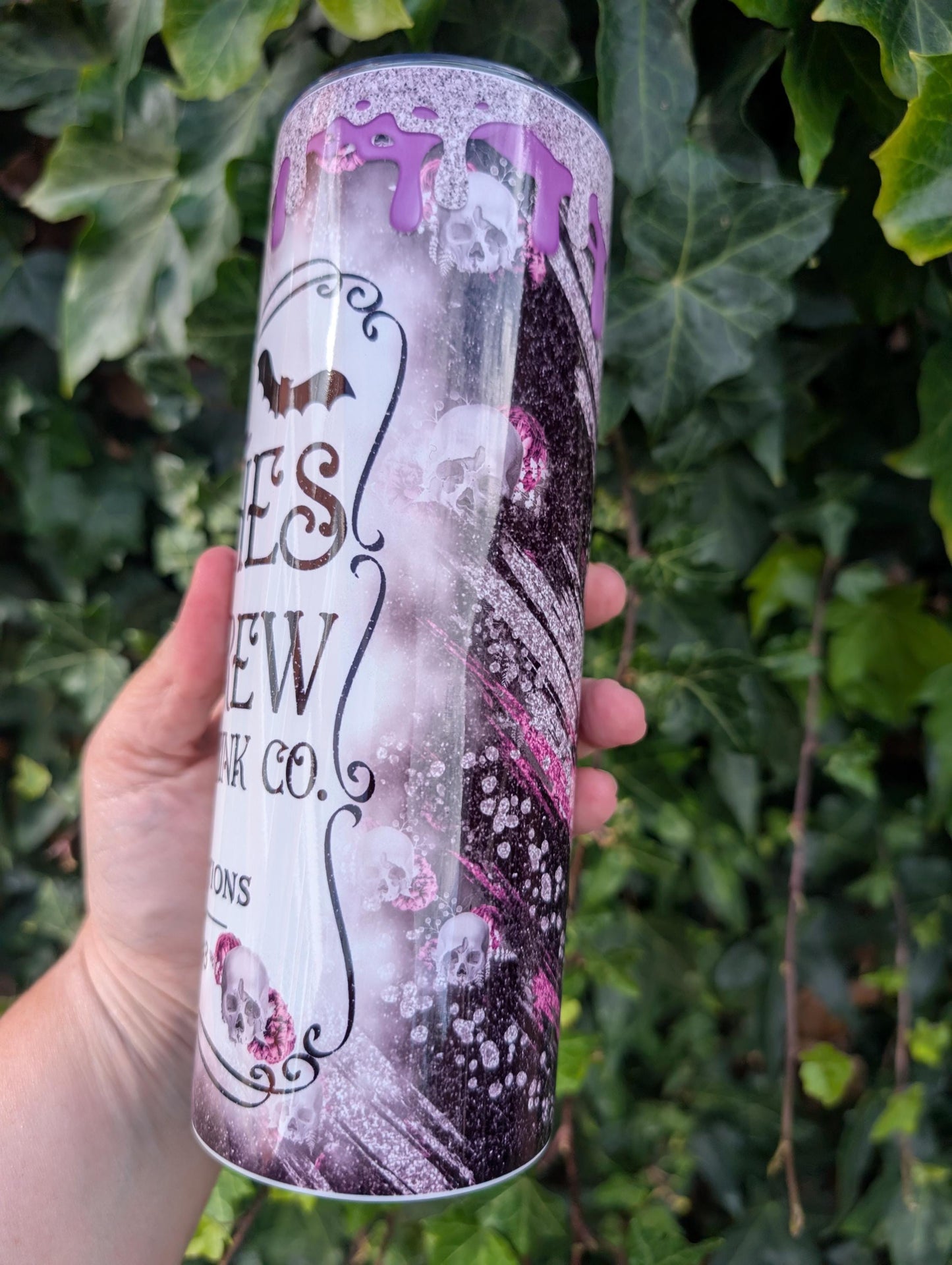 Witches Brew Tumbler: Gothic Stainless Steel Travel Mug with Straw