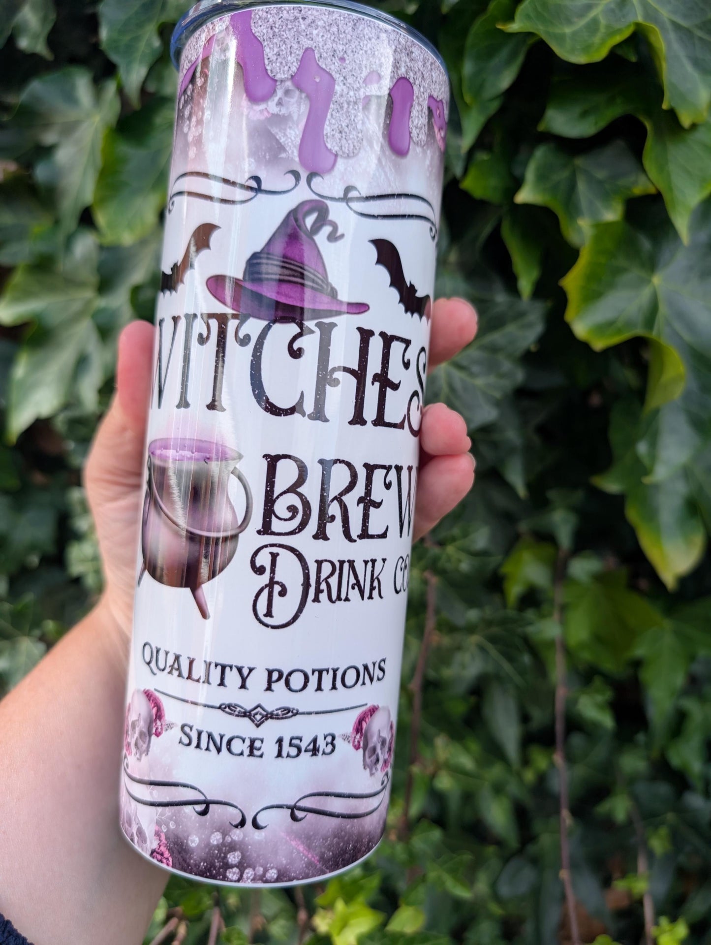 Witches Brew Tumbler: Gothic Stainless Steel Travel Mug with Straw