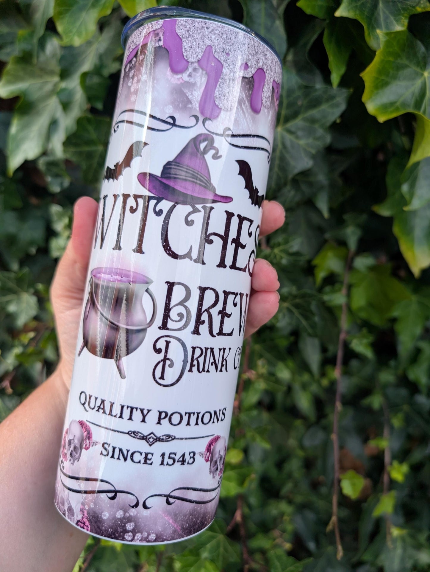 Witches Brew Tumbler: Gothic Stainless Steel Travel Mug with Straw