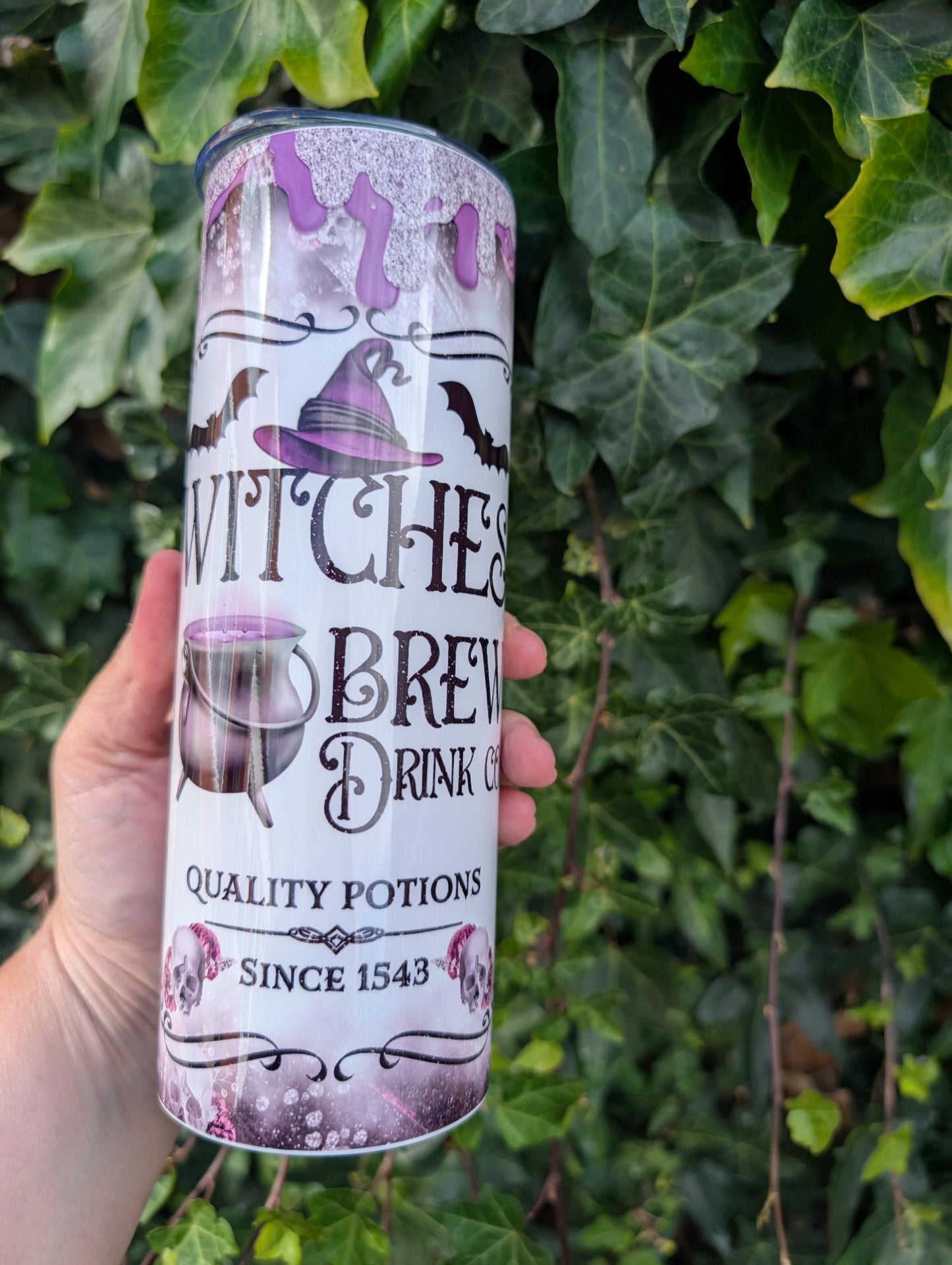 Witches Brew Tumbler: Gothic Stainless Steel Travel Mug with Straw