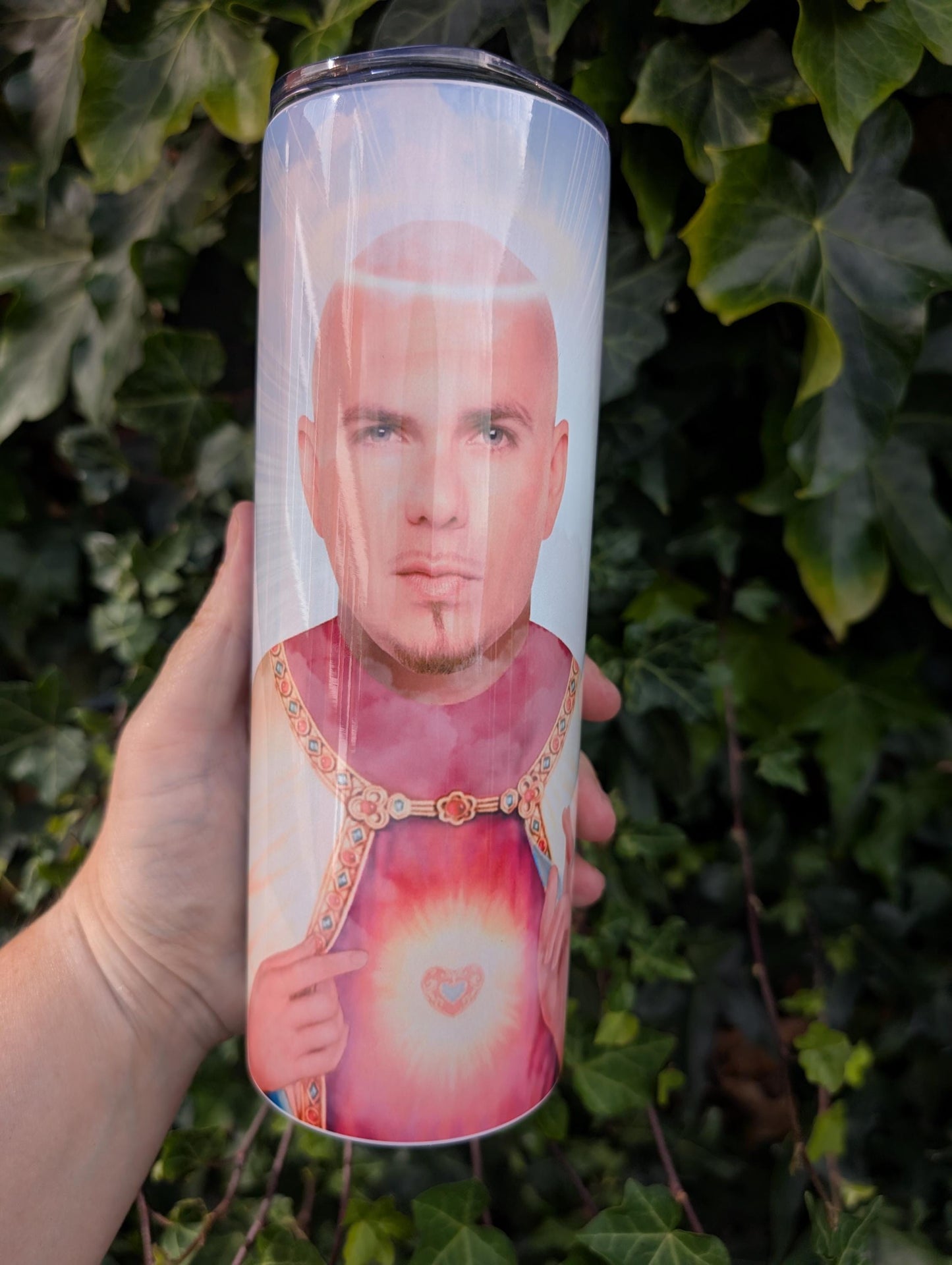 Pitbull Tumbler, Mr Worldwide 20oz Skinny Travel Cup, Funny Music Fan Gift, Stainless Steel Tumbler with Straw