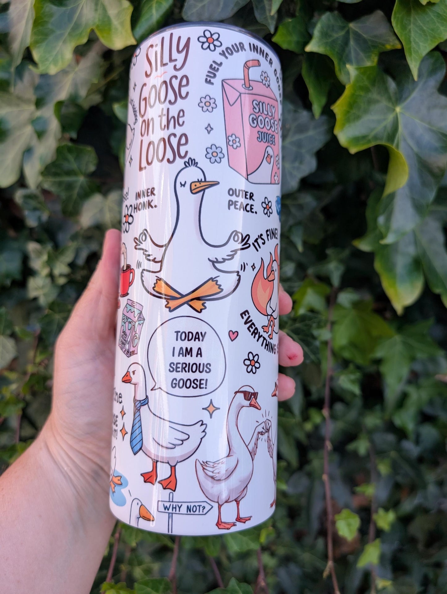 Silly Goose Stainless Steel Tumbler: Funny Animal Travel Mug