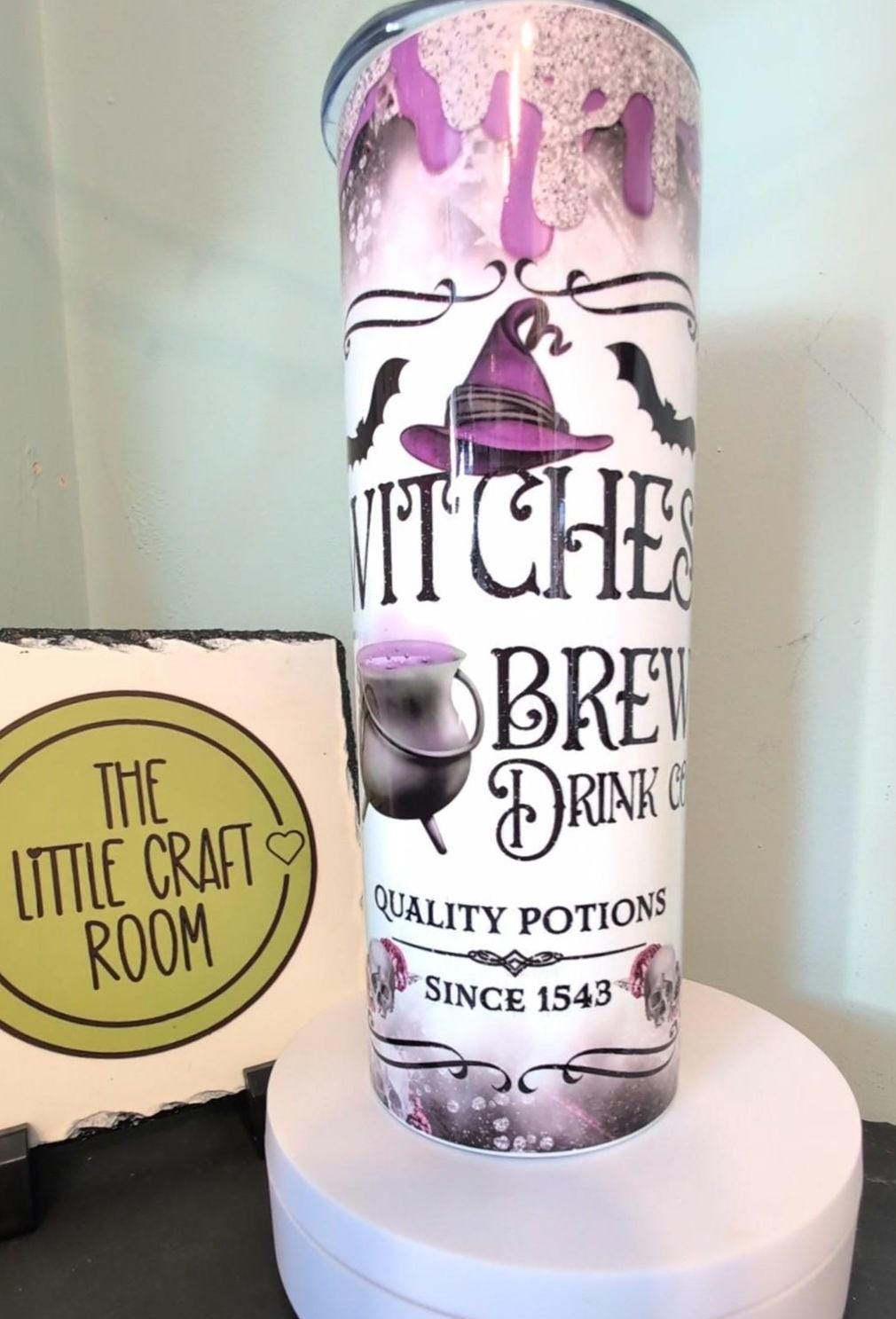 Witches Brew Tumbler: Gothic Stainless Steel Travel Mug with Straw