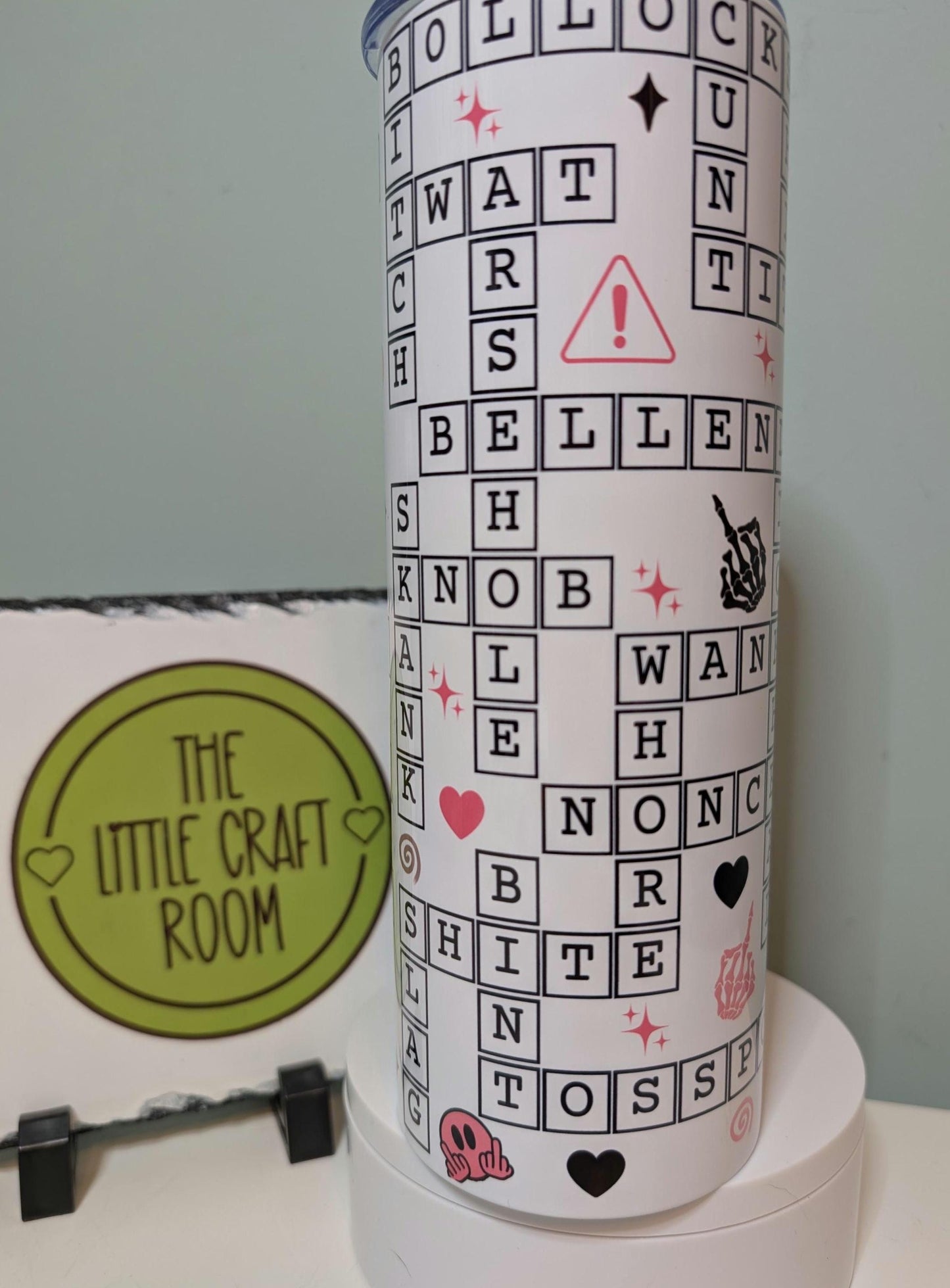 Rude British insult swearing tumbler. Crossword lover. Meme mug- 20oz Stainless Steel