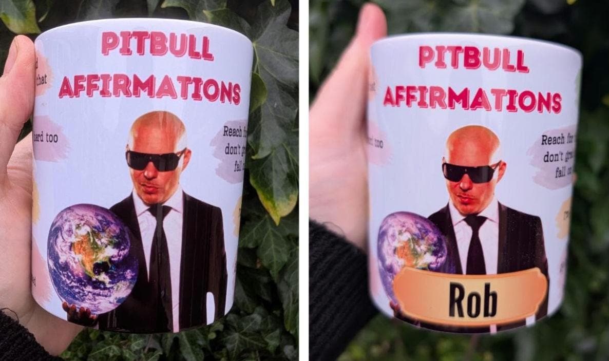 Personalised Pitbull Affirmations V2 Mr Worldwide mug