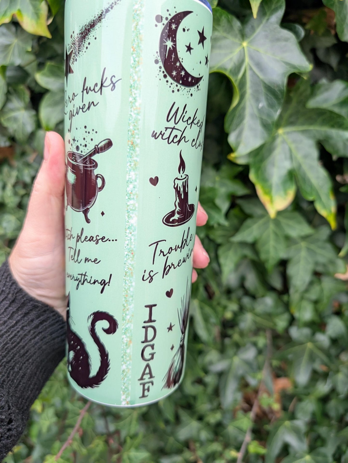 Shit Stirrer Witch Tumbler, Funny Skeleton 20oz Travel Cup