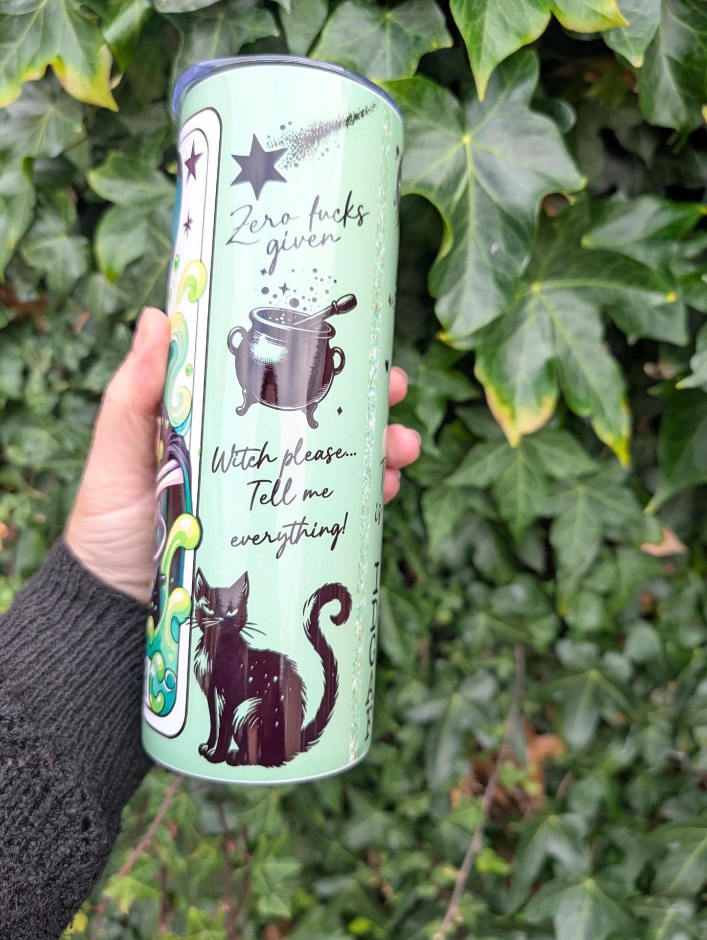 Shit Stirrer Witch Tumbler, Funny Skeleton 20oz Travel Cup