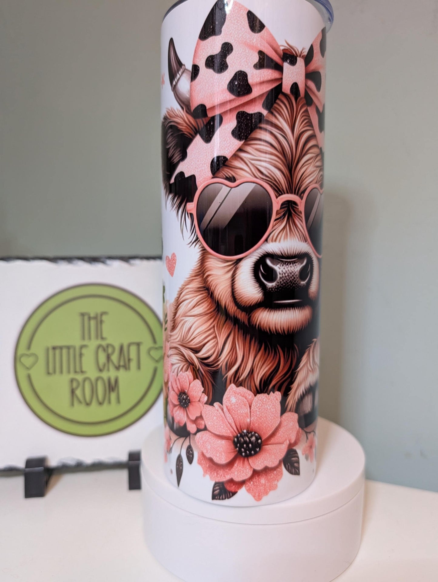 Pink Highland Cow Tumbler, 20oz Insulated Travel Cup, Cow Lover Gift