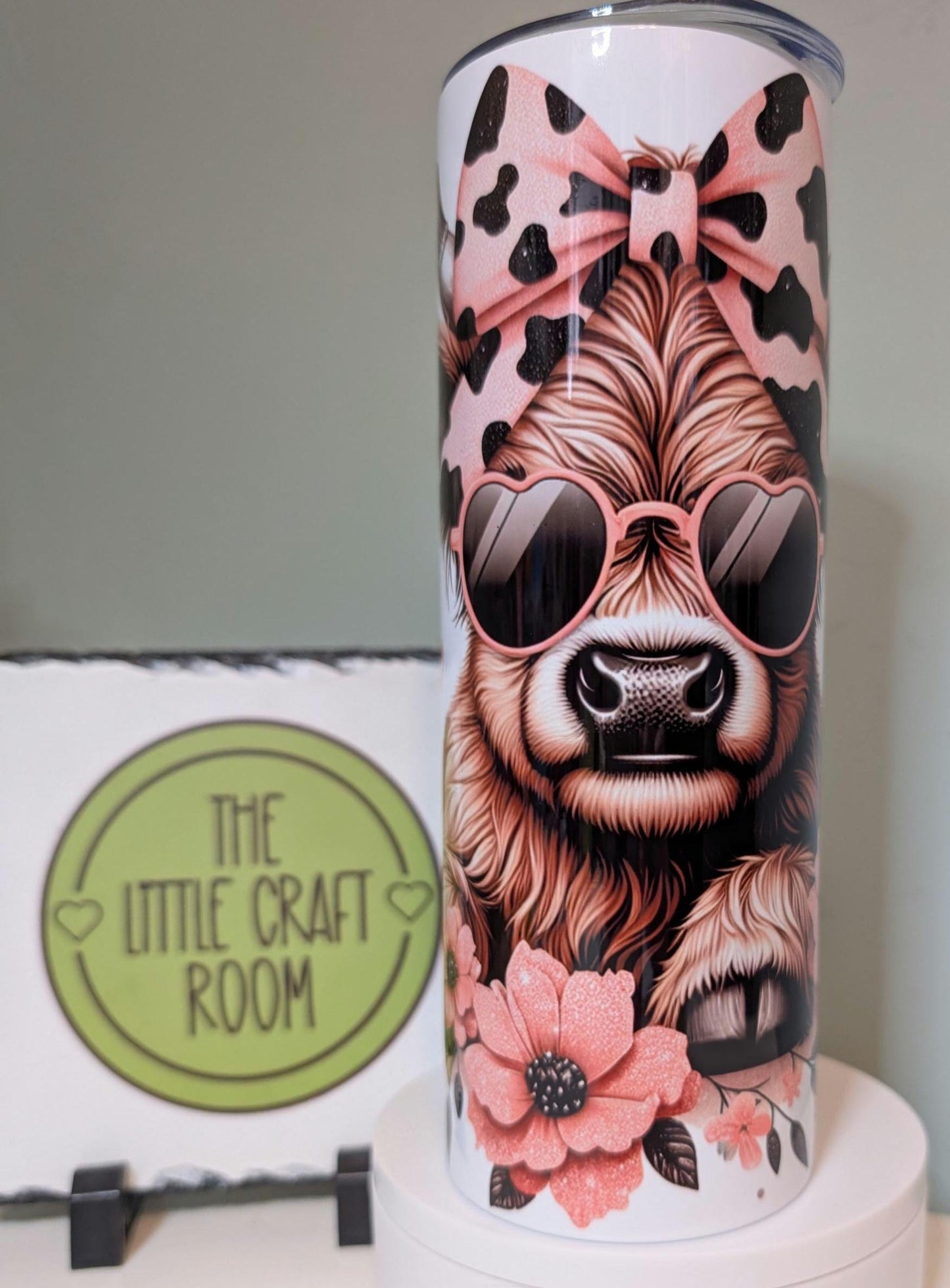 Pink Highland Cow Tumbler, 20oz Insulated Travel Cup, Cow Lover Gift