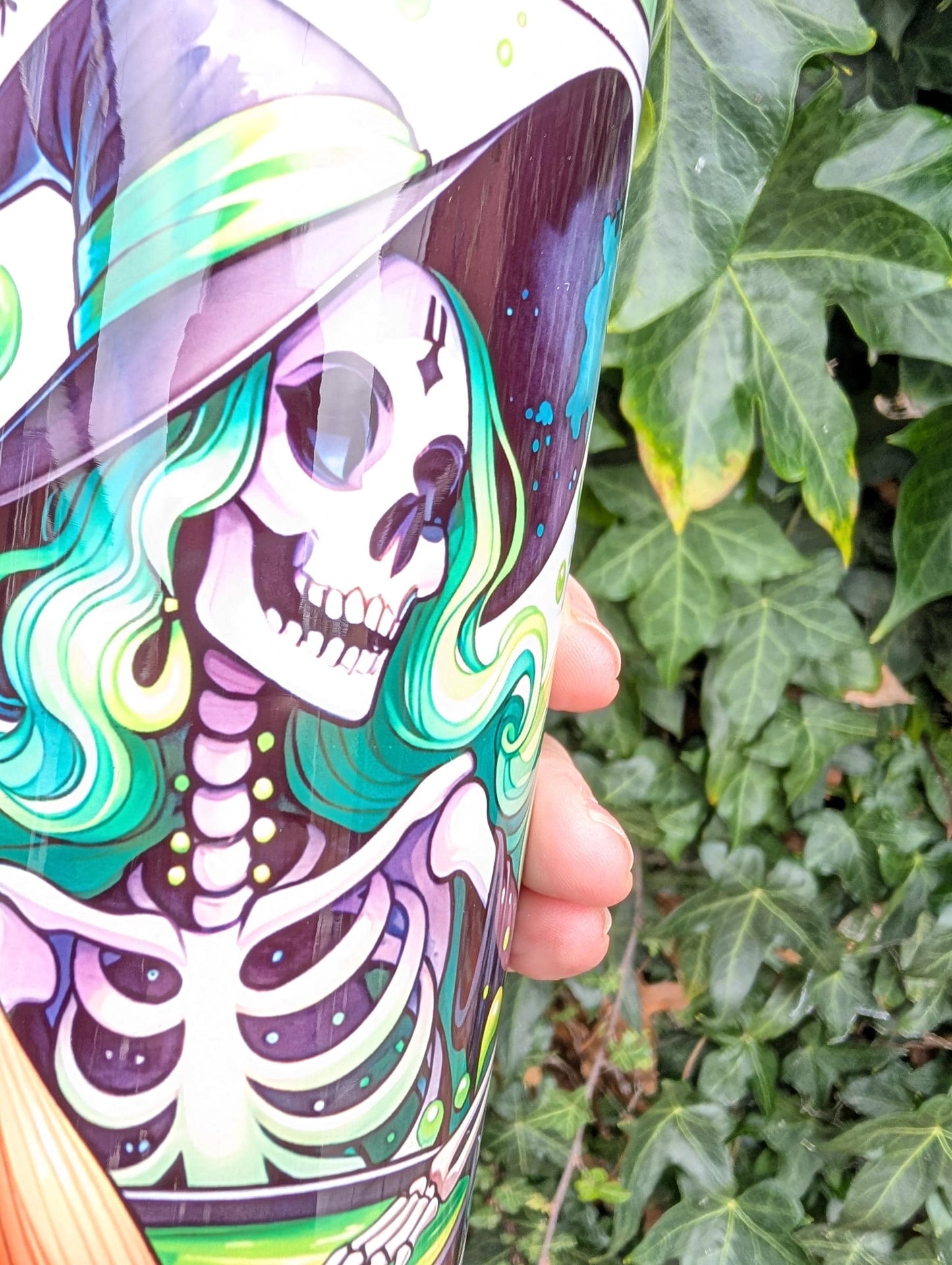 Shit Stirrer Witch Tumbler, Funny Skeleton 20oz Travel Cup