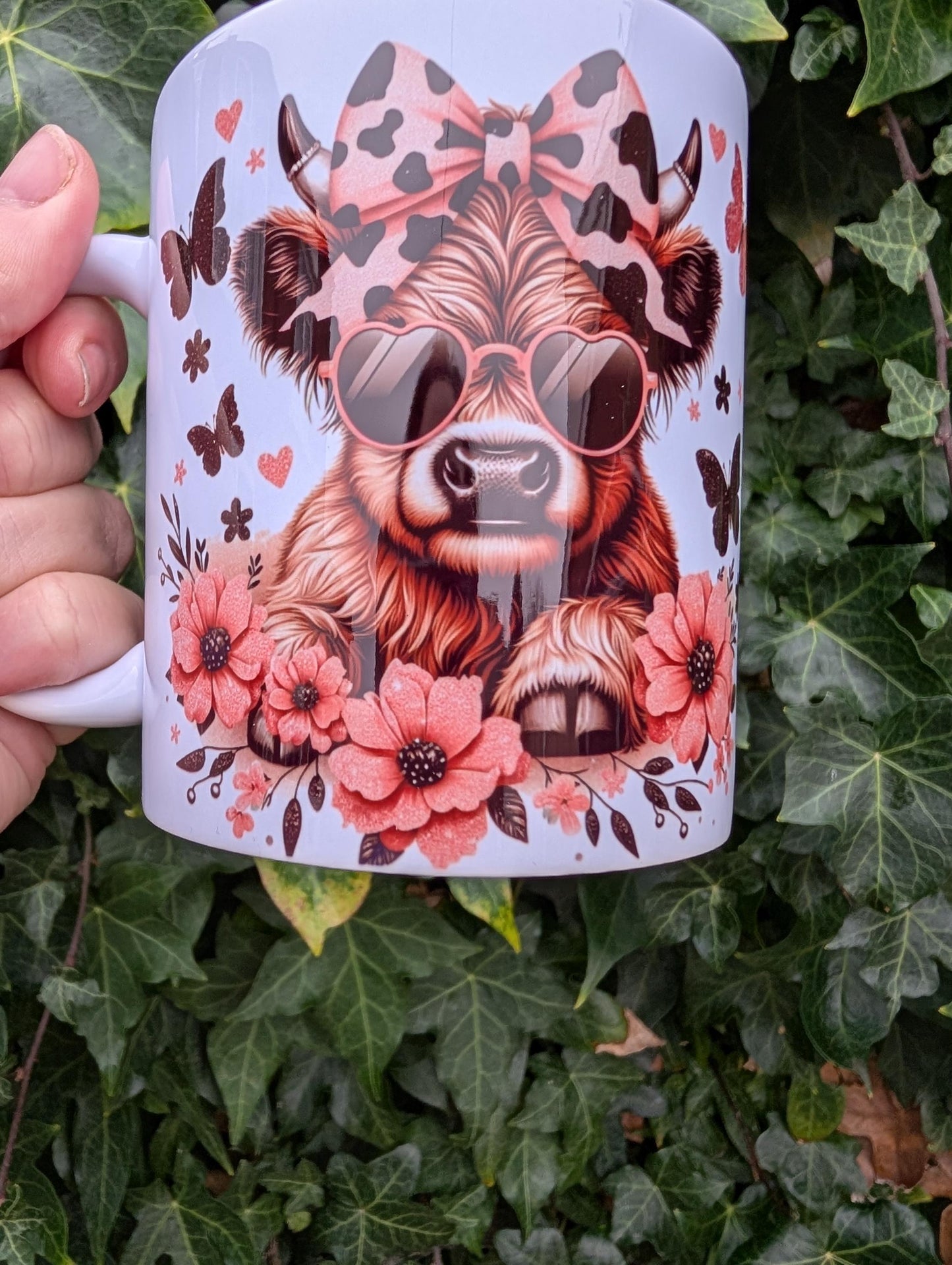 Sassy Highland Cow Mug 11oz – Pink and Black Ceramic Coffee Cup, Funny Farm Animal Gift for Her, Cute Cow Lover Kitchen Decor