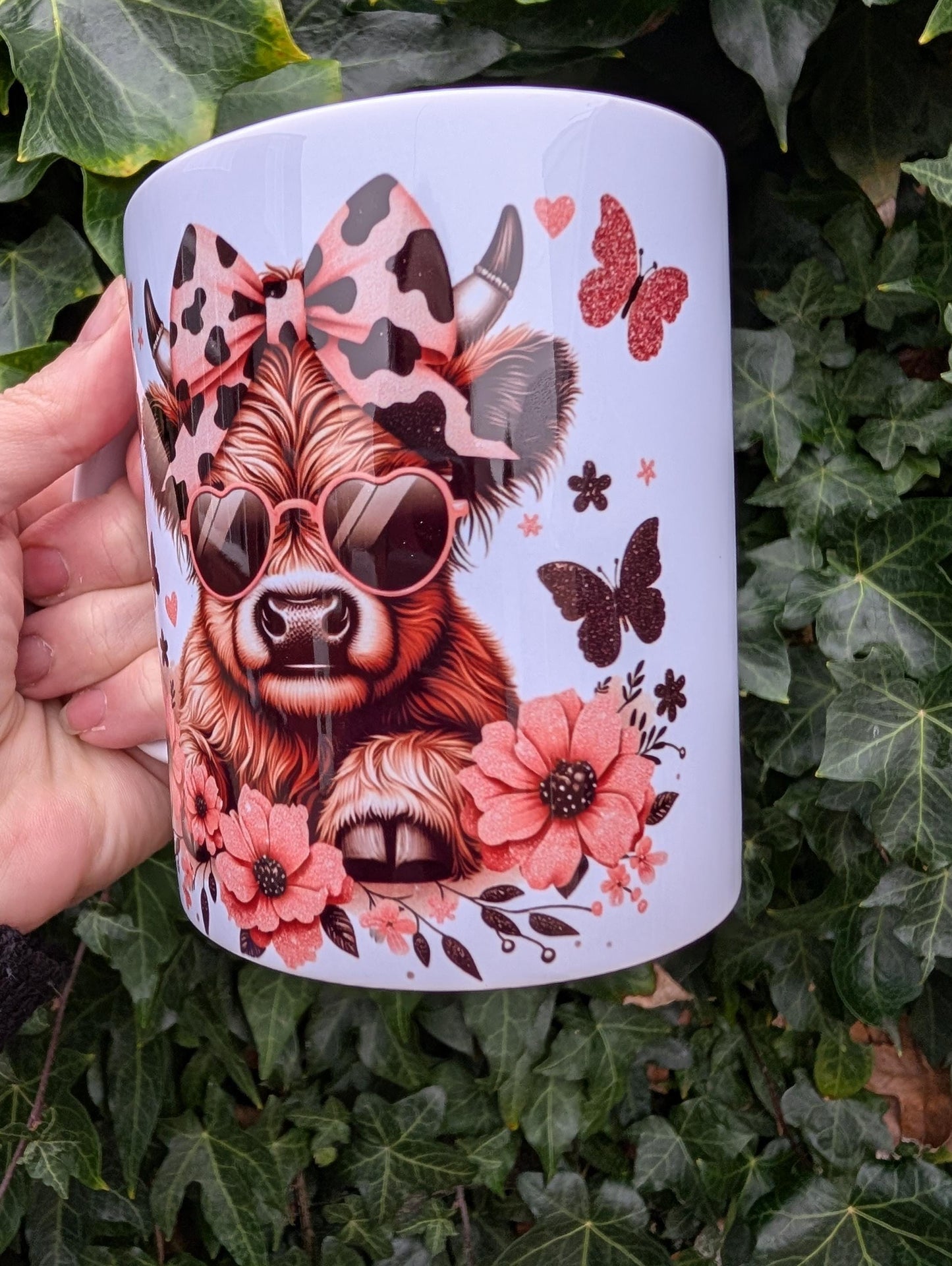 Sassy Highland Cow Mug 11oz – Pink and Black Ceramic Coffee Cup, Funny Farm Animal Gift for Her, Cute Cow Lover Kitchen Decor