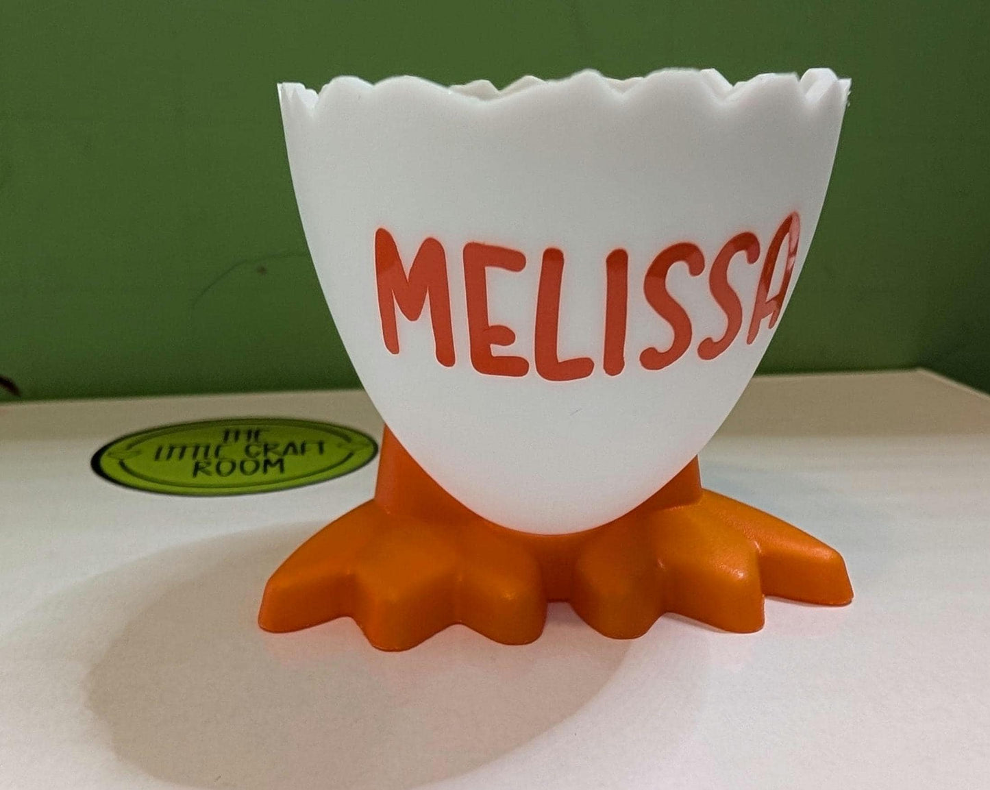Personalised easter egg cup. Plastic Childs egg cup. Easter bunny egg hunt gift. Funny feet egg cup, personalised kinder egg gift egg cup