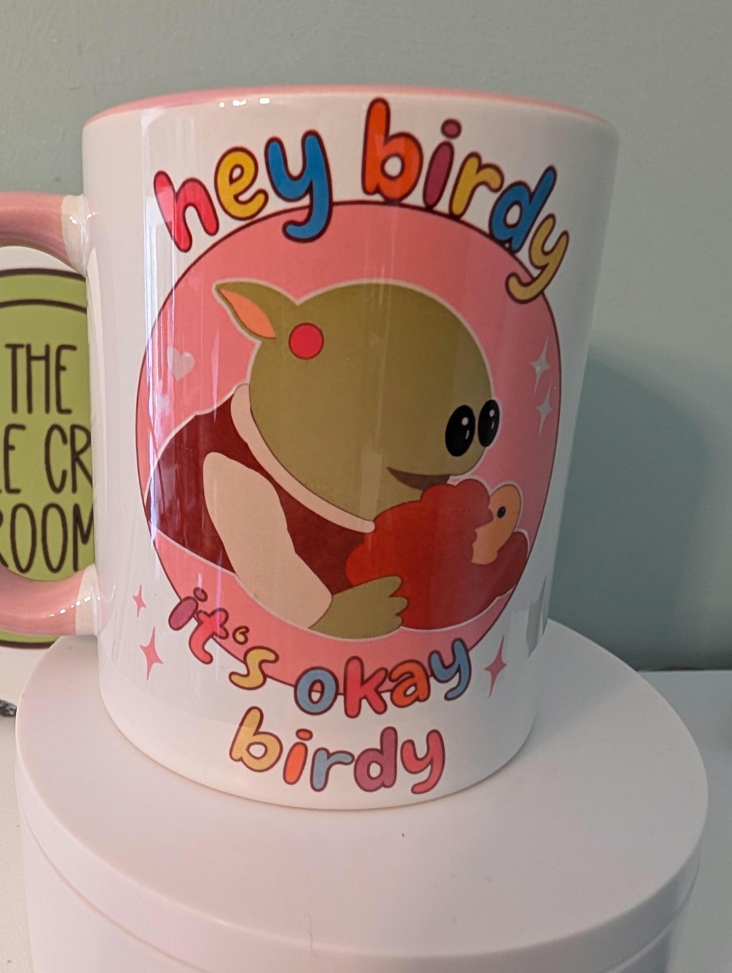 It's ok birdy. Nanalan. Double sided design. Pink mug. Funny meme mug. Best friend gift.