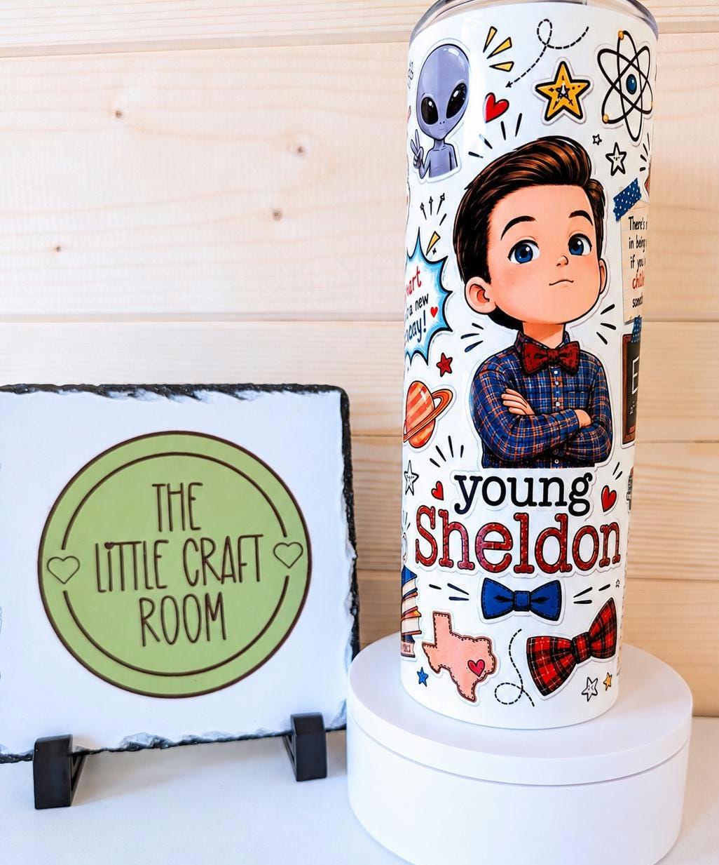 Young Sheldon Tumbler, Big Bang Theory 20oz Travel Cup, Science TV Show Gift, Stainless Steel Skinny Tumbler
