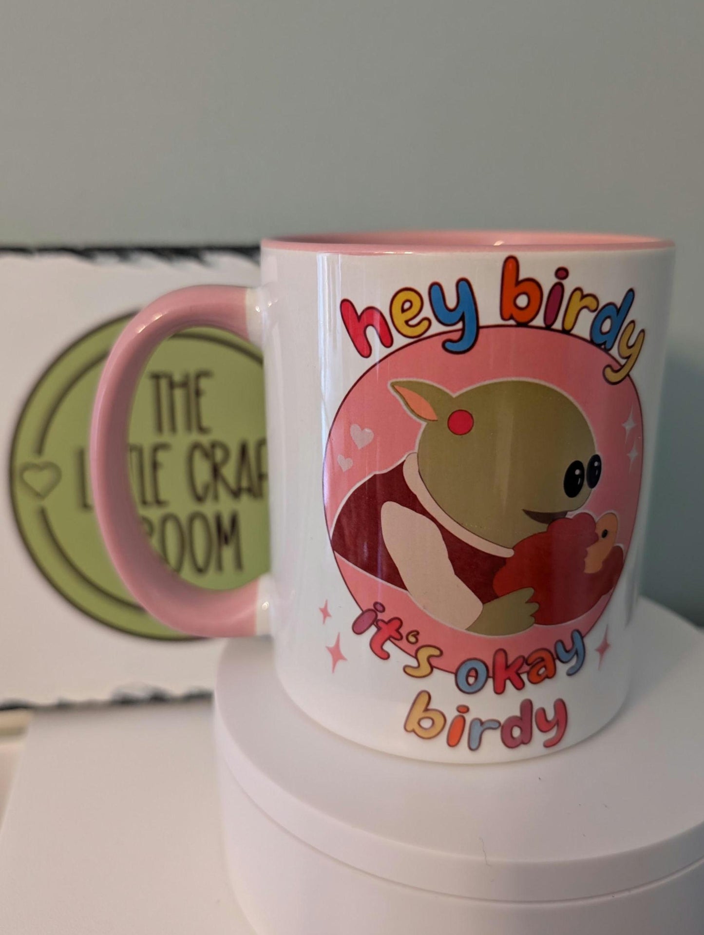 It's ok birdy. Nanalan. Double sided design. Pink mug. Funny meme mug. Best friend gift.