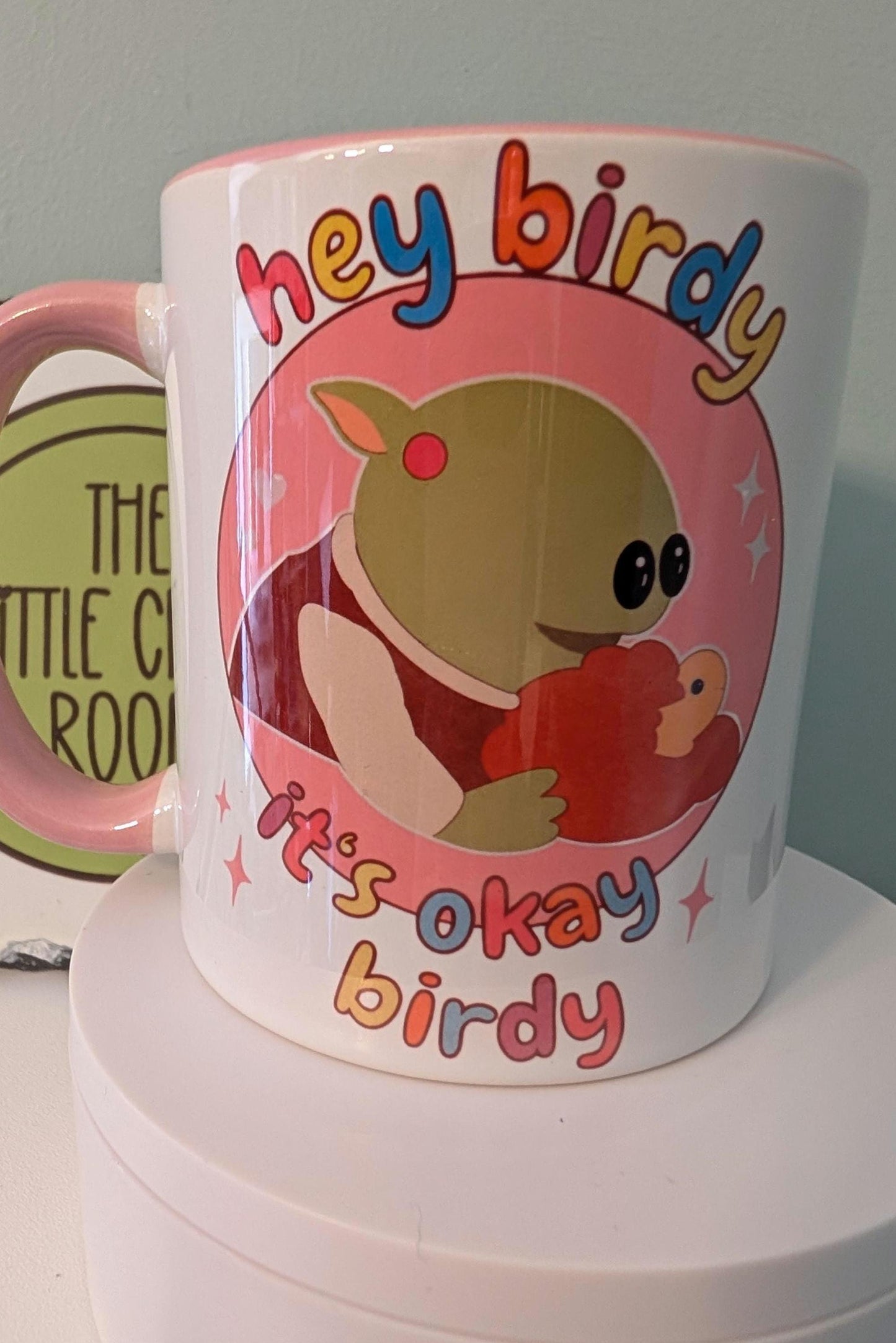 It's ok birdy. Nanalan. Double sided design. Pink mug. Funny meme mug. Best friend gift.