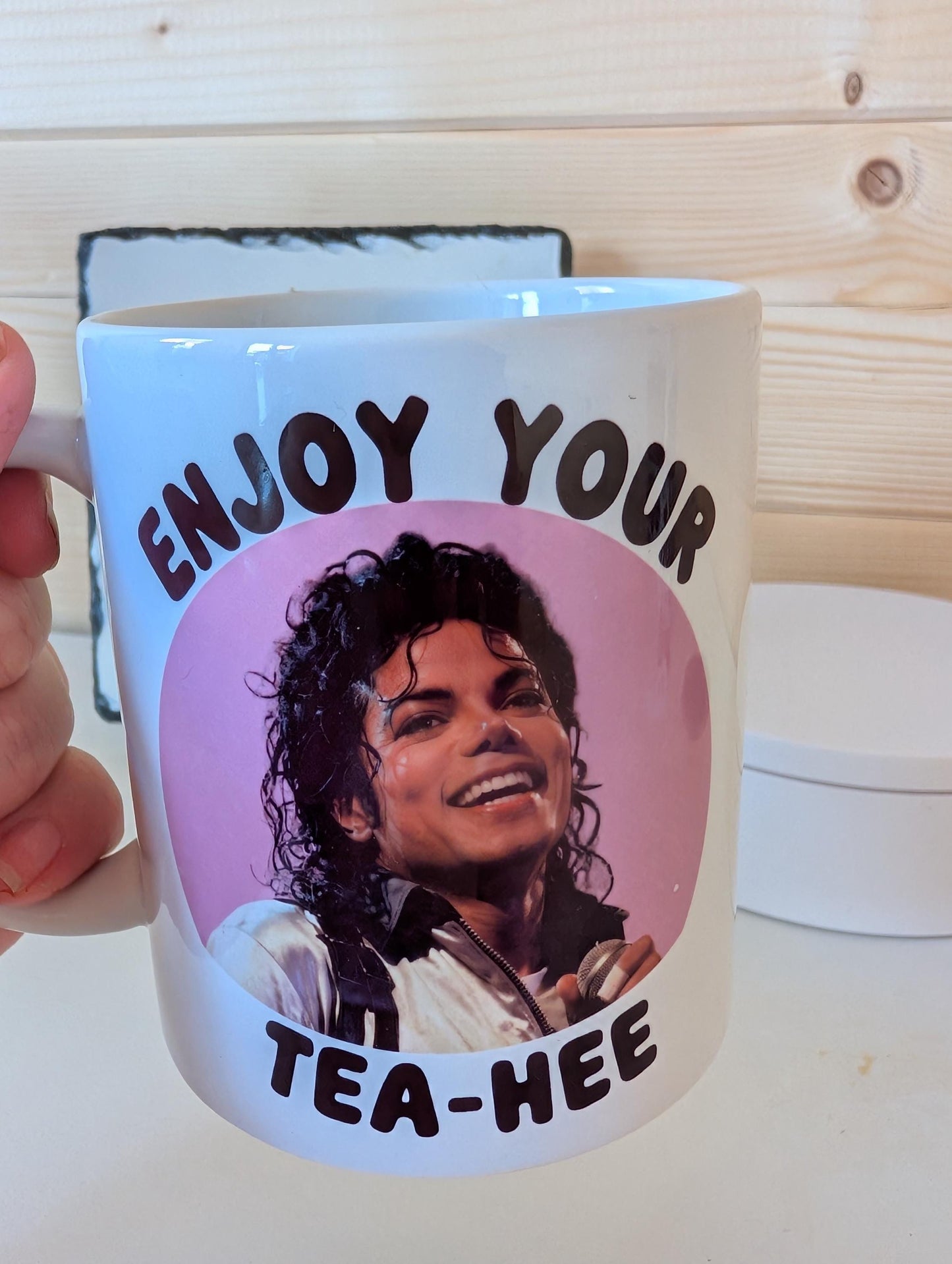 Tea Hee Mug | Funny Pop Icon Inspired Coffee Mug | Tea Lover Gift | Retro Music Fan Present | Novelty Ceramic Cup