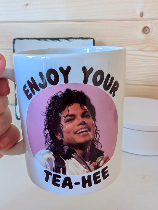 Tea Hee Mug | Funny Pop Icon Inspired Coffee Mug | Tea Lover Gift | Retro Music Fan Present | Novelty Ceramic Cup