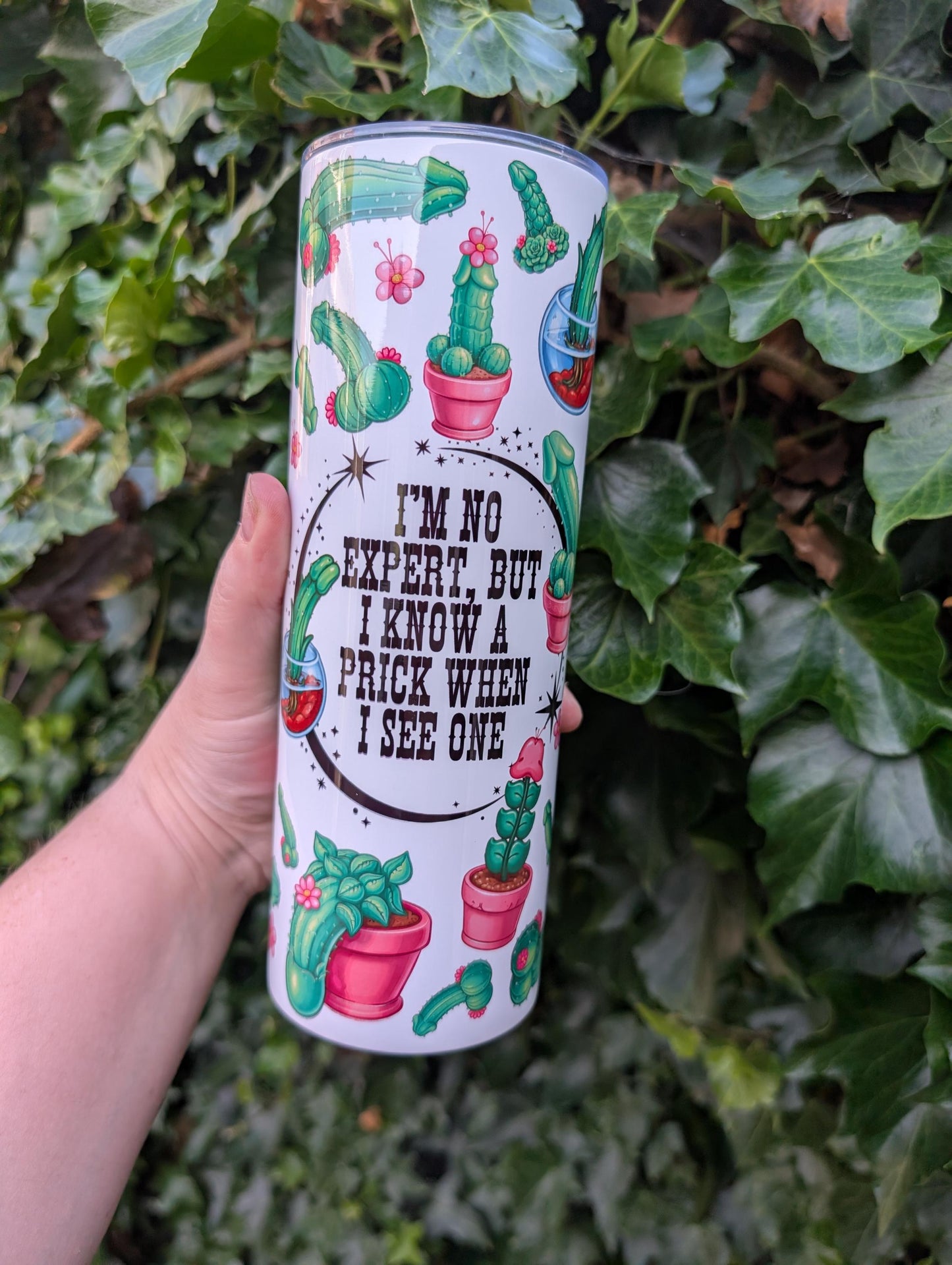 Funny Cactus Tumbler, Rude Prick Quote, 20oz Insulated Travel Cup,