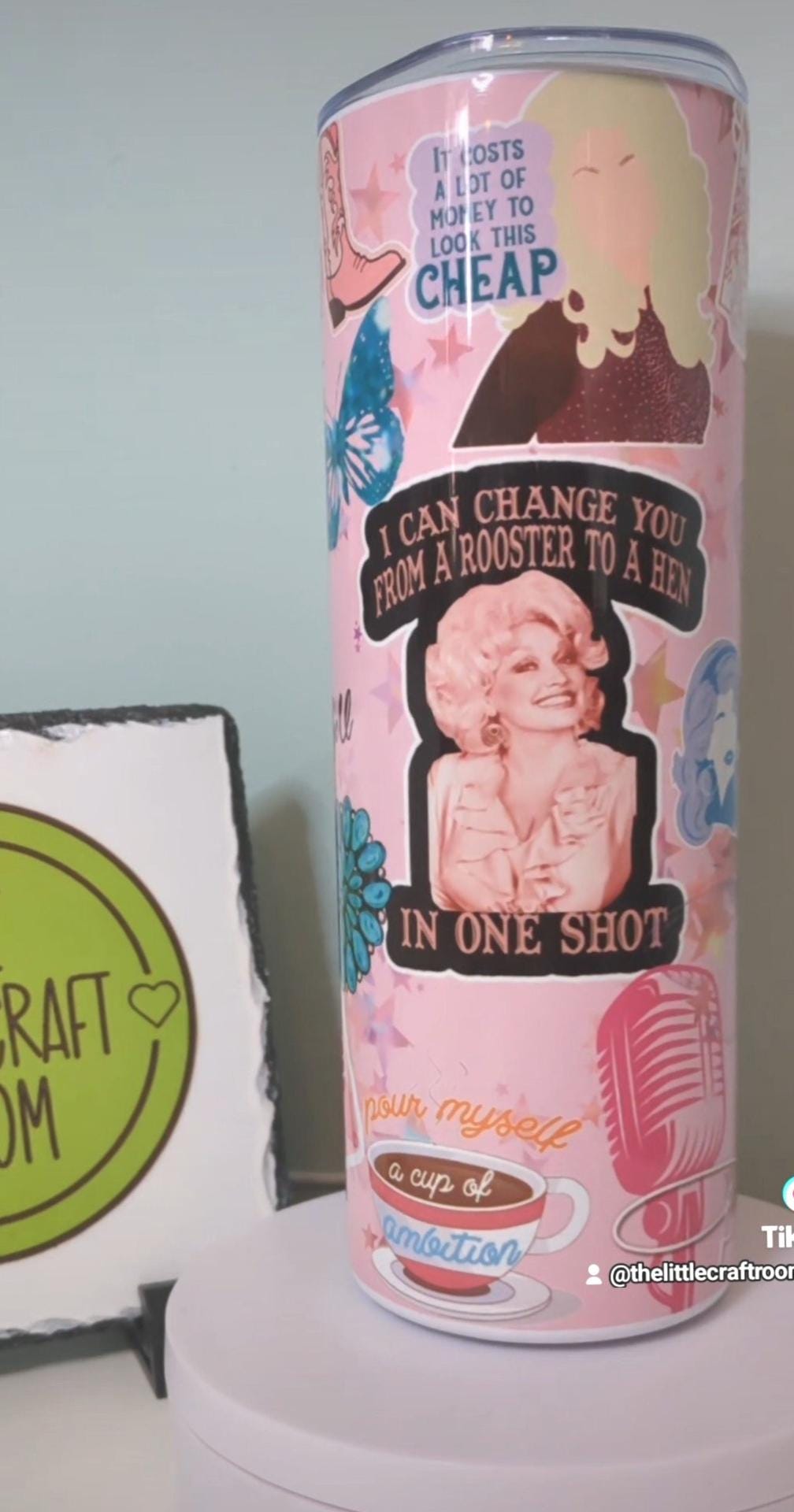 Dolly Parton 20oz Skinny Tumbler, Country Music Fan Gift, Stainless Steel Travel Cup