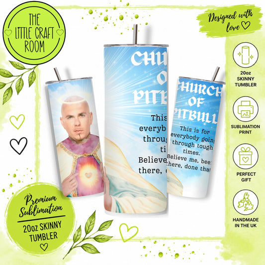 Pitbull Tumbler, Mr Worldwide 20oz Skinny Travel Cup, Funny Music Fan Gift, Stainless Steel Tumbler with Straw