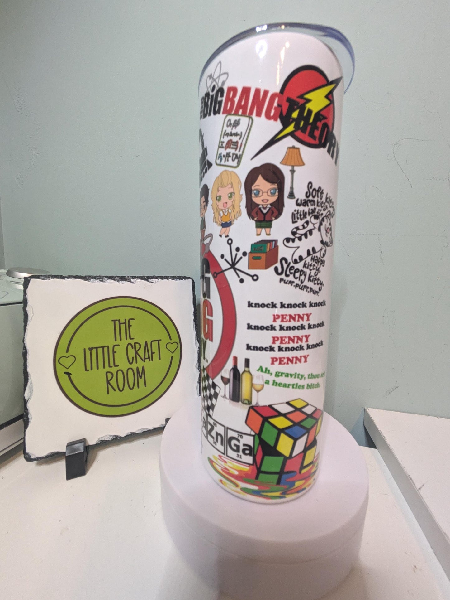 Big Bang Theory Tumbler, Sheldon Gift, 20oz Skinny Travel Cup, Science Geek Gift, Stainless Steel Tumbler with Straw
