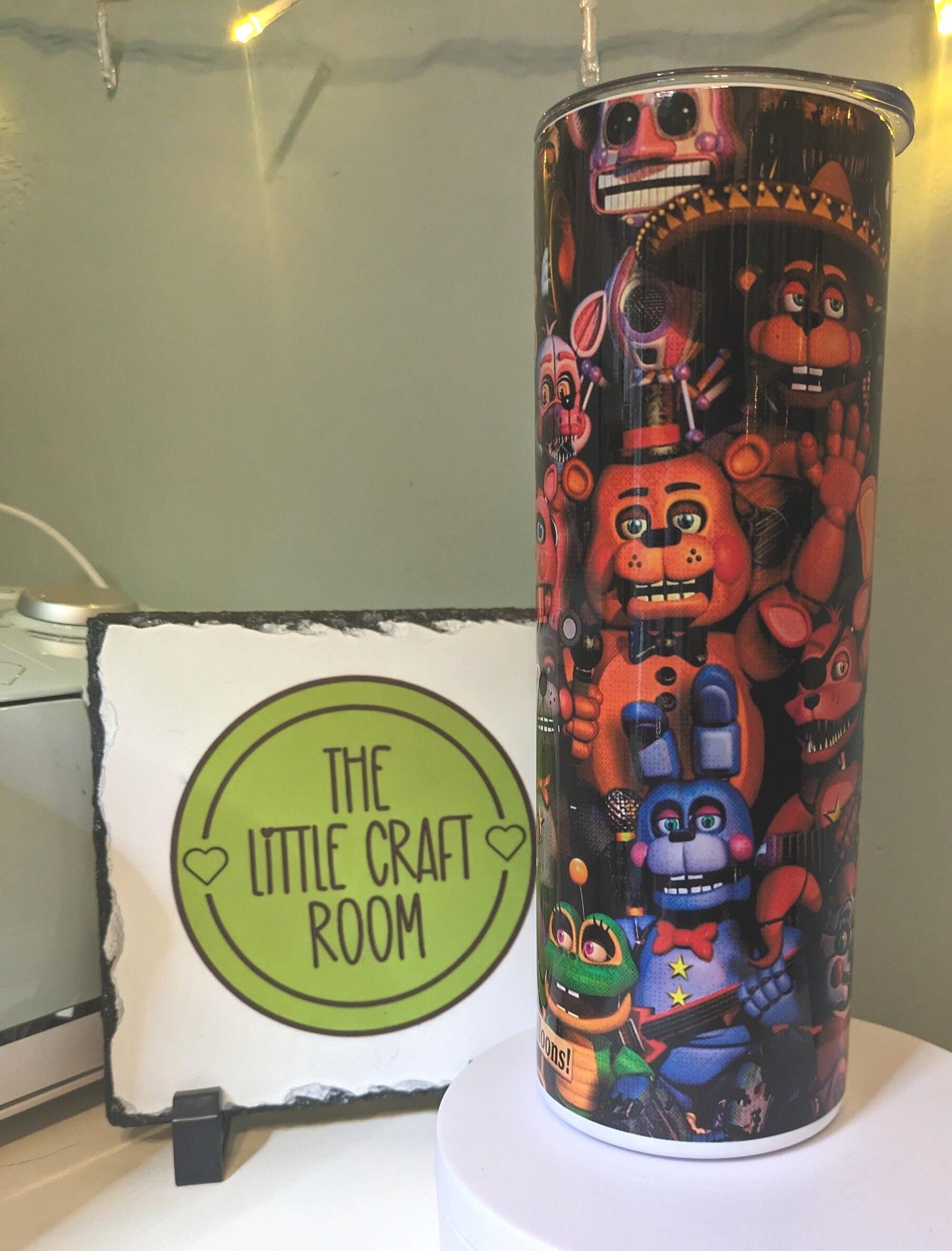 FNAF Tumbler, Five Nights at Freddy’s Gift, 20oz Skinny Travel Cup, Gamer Gift, Stainless Steel Tumbler