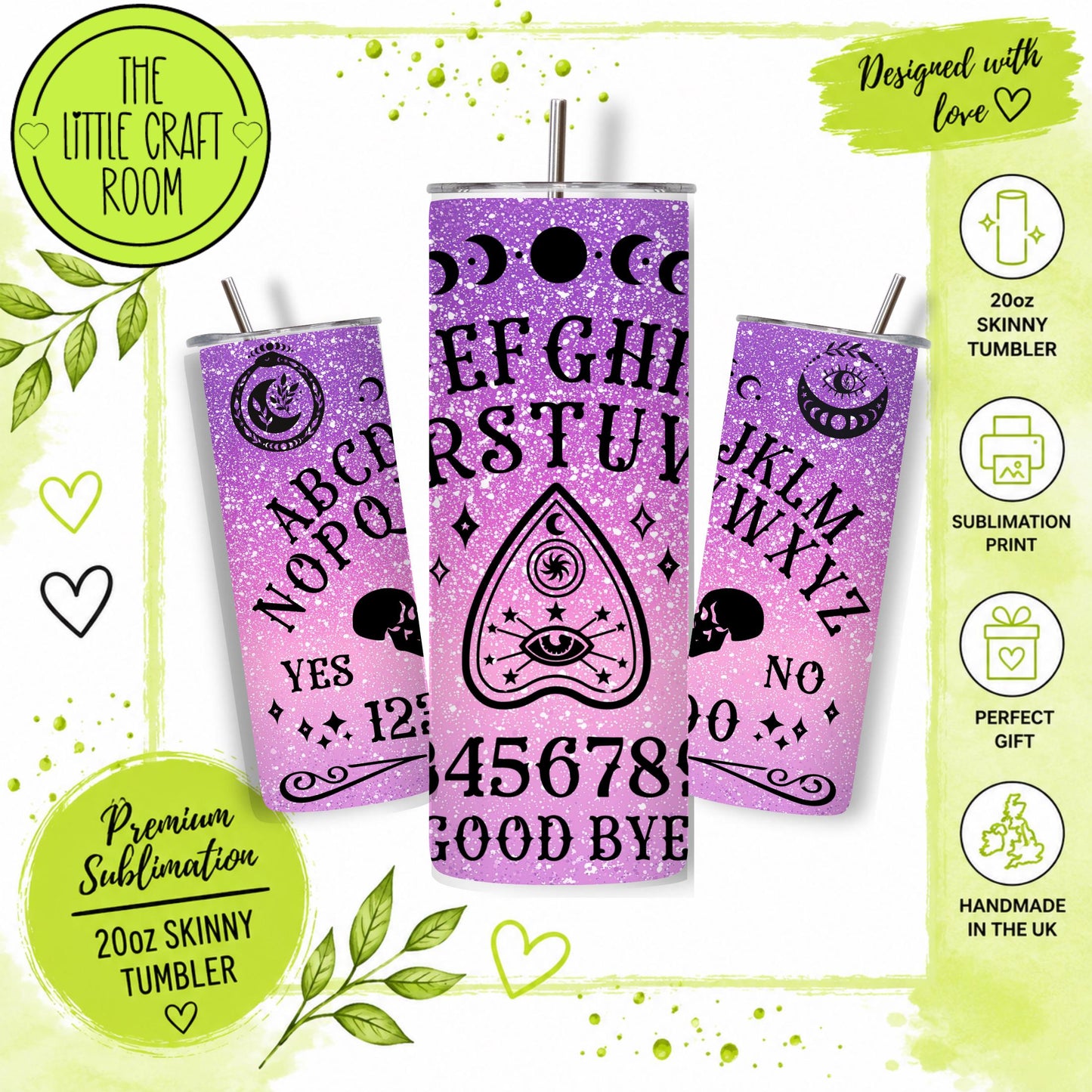 Pink Spirit Board Tumbler, Gothic 20oz Insulated Travel Cup