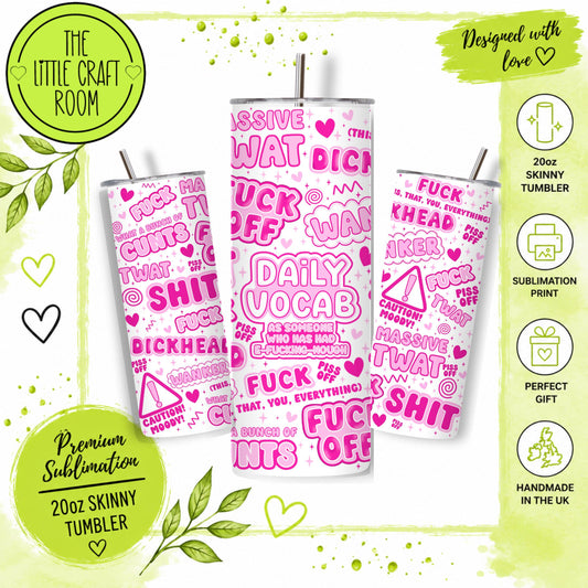 Daily Vocab Sweary Tumbler, Funny 20oz Insulated Travel Cup