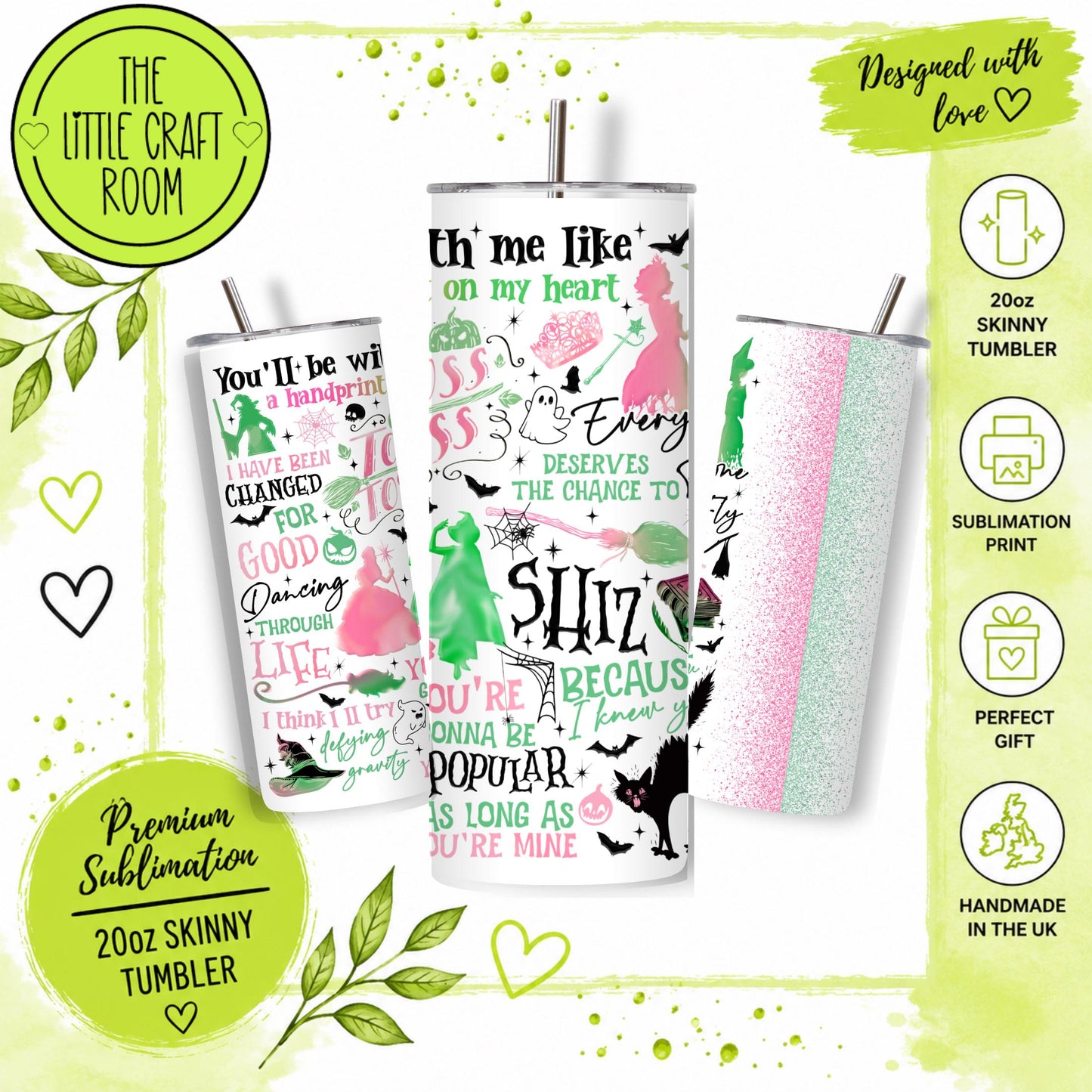 Wicked Inspired Tumbler, Personalised 20oz Stainless Steel Travel Cup