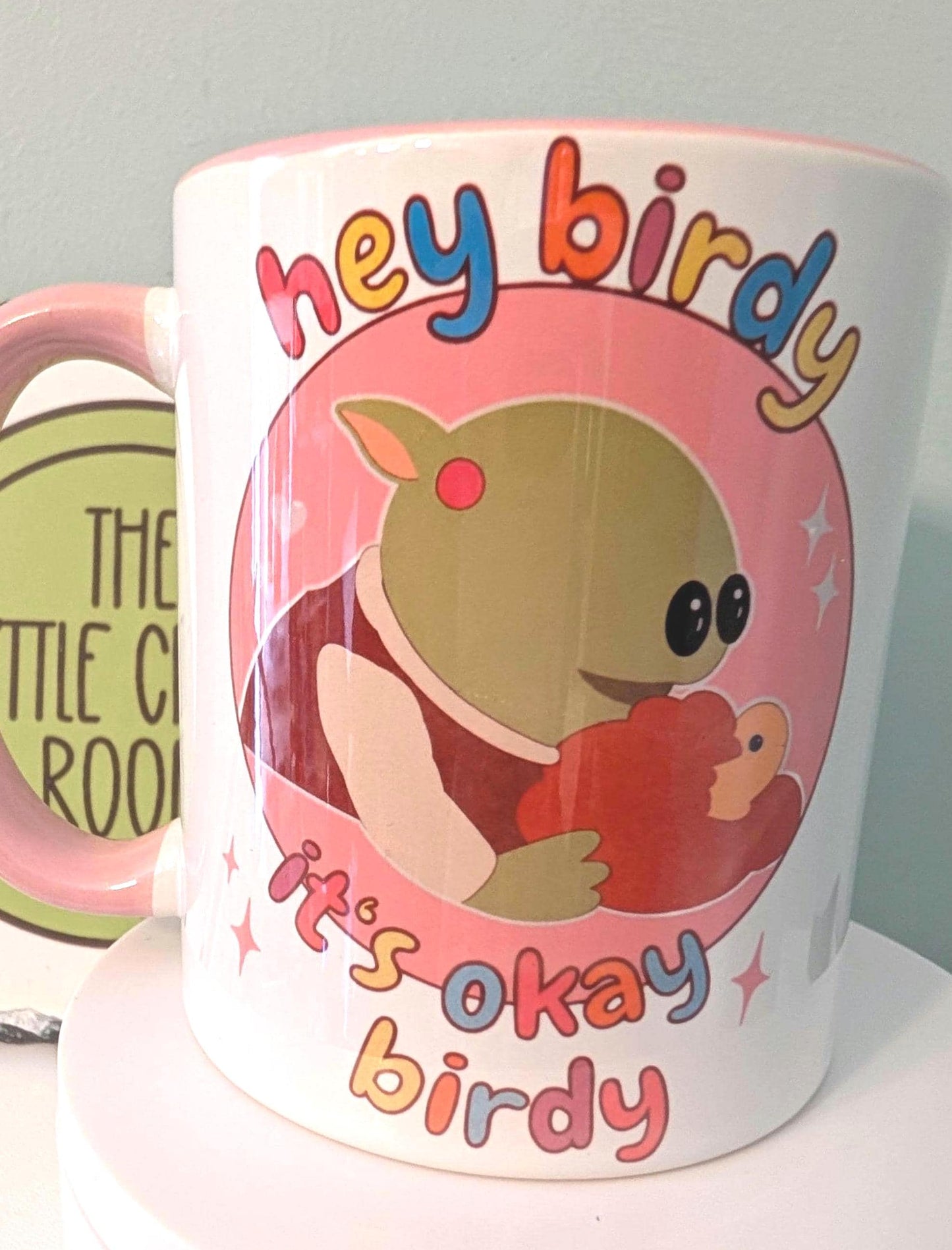 Nanalan Mug, It’s Okay Birdy Mug, Funny Meme Gift, Pink Coffee Mug