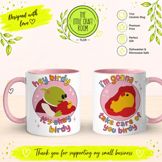Nanalan Mug, It’s Okay Birdy Mug, Funny Meme Gift, Pink Coffee Mug